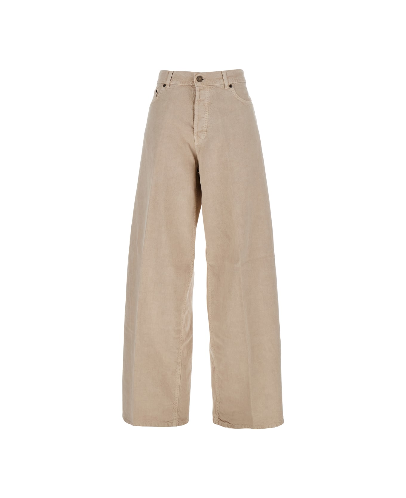 Haikure Beige Five Pocket Jeans With Logo Patch On The Back In Cotton Woman - Beige