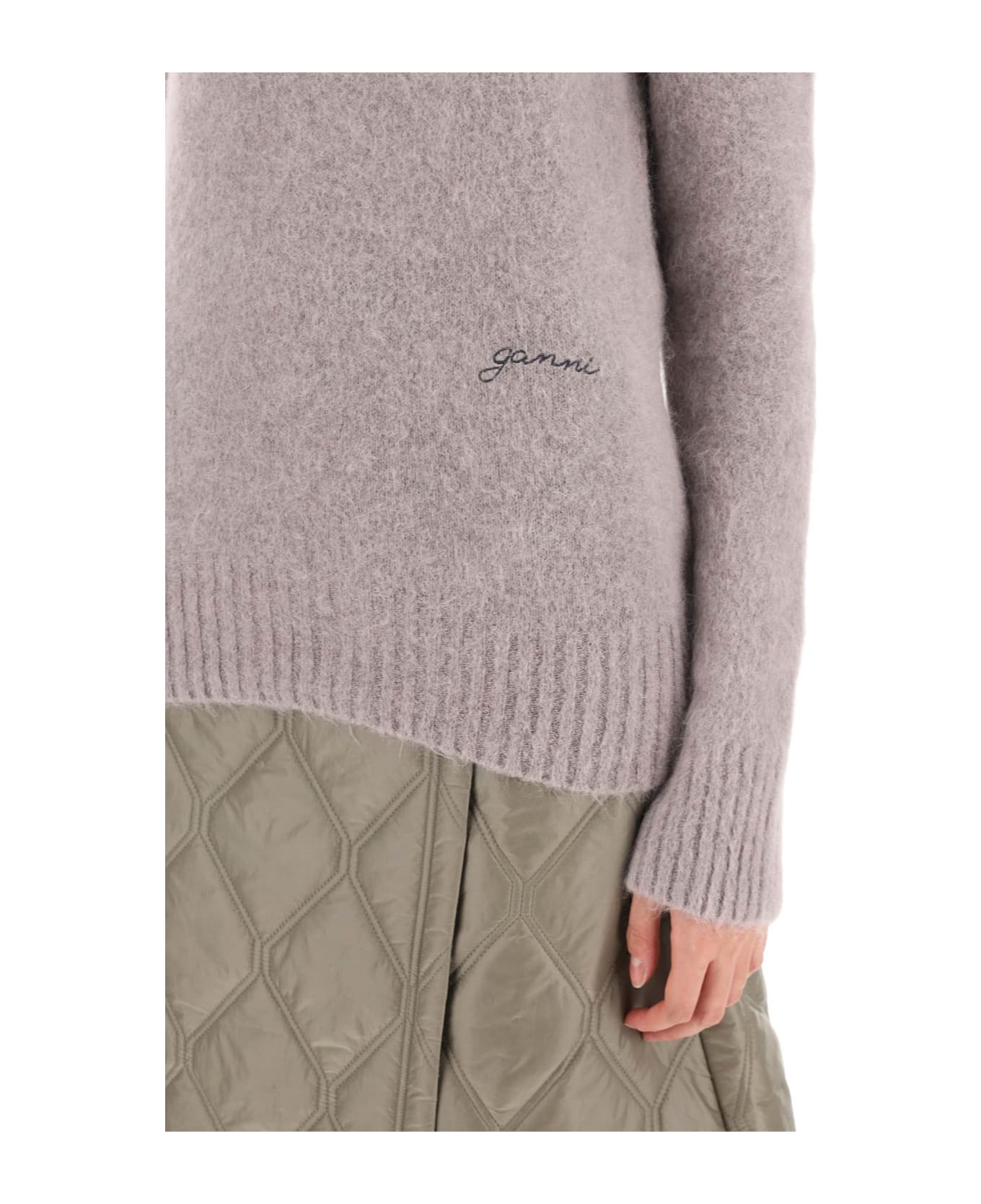 Ganni Brushed Alpaca And Wool Sweater - Beige ニットウェア