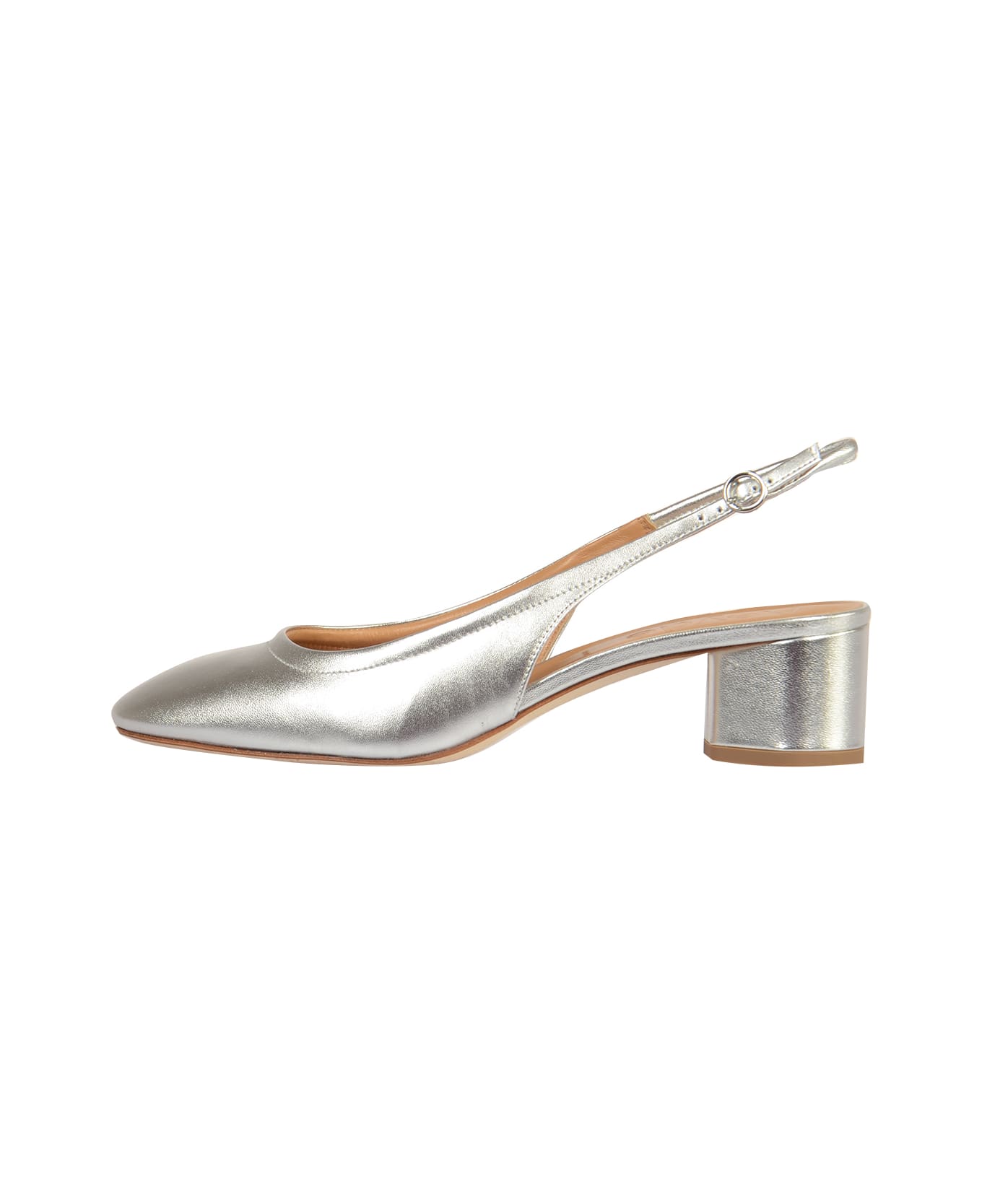 aeyde Romy Laminated Sandals - Silver