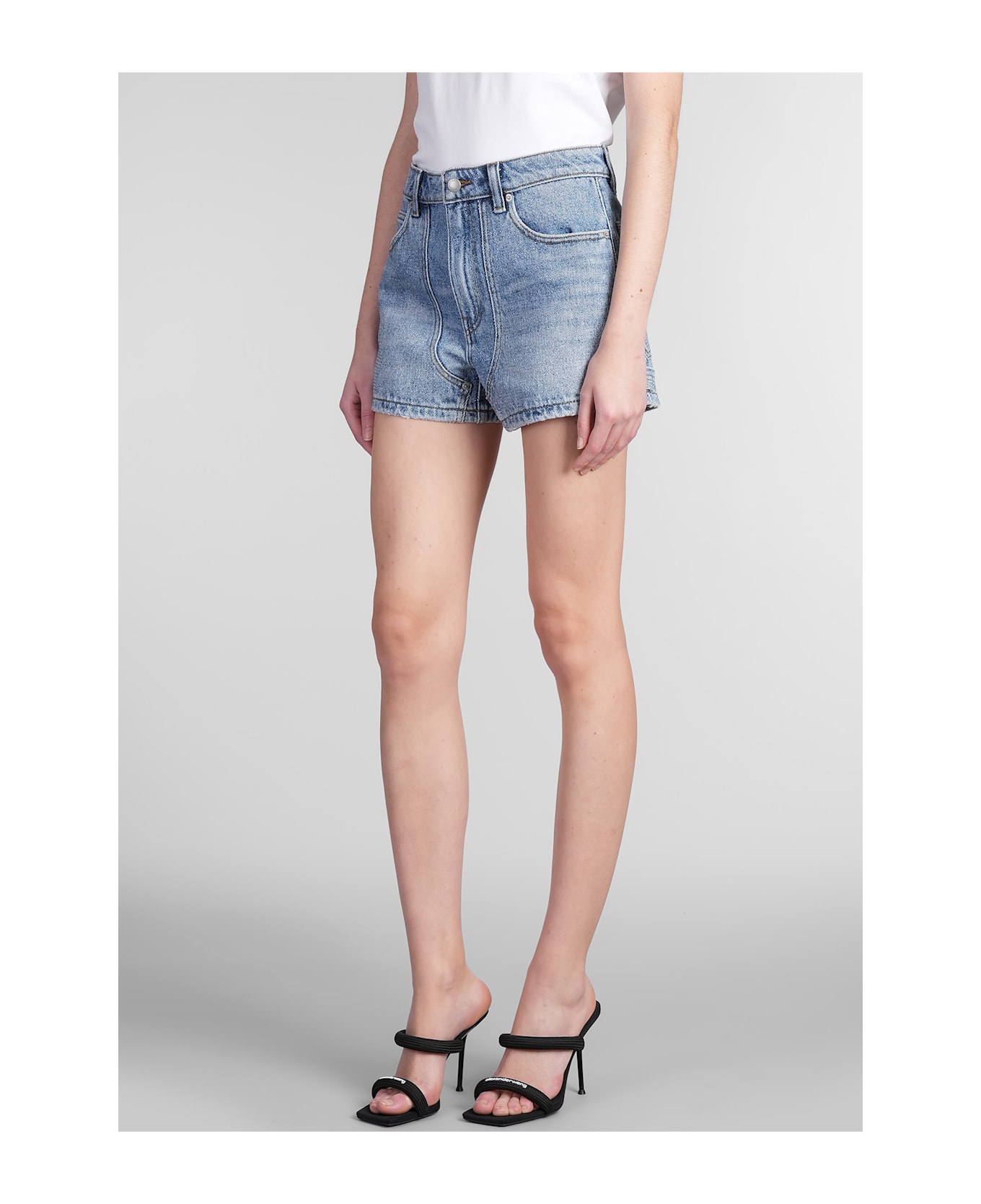 Alexander Wang Shorts In Blue Cotton - blue