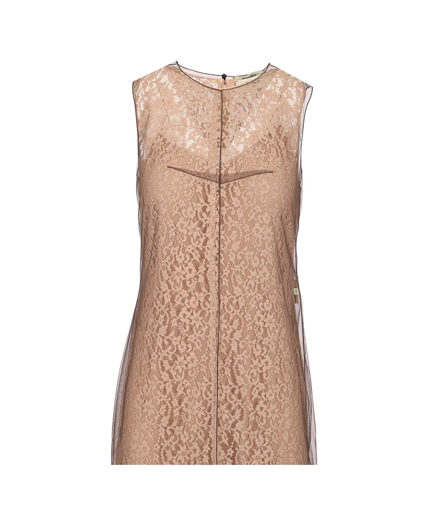 Fendi Antique Pink Lace Midi Dress - Rose