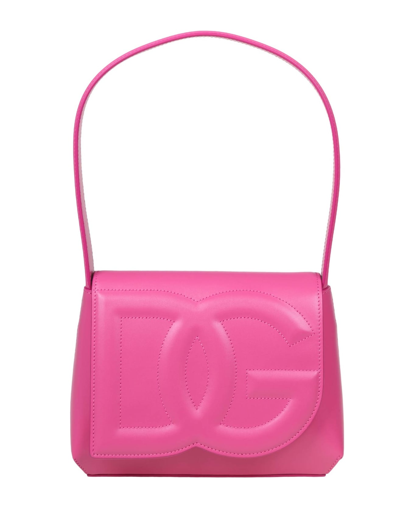 Dolce & Gabbana Leather Shoulder Bag With Dg Logo - Lilac