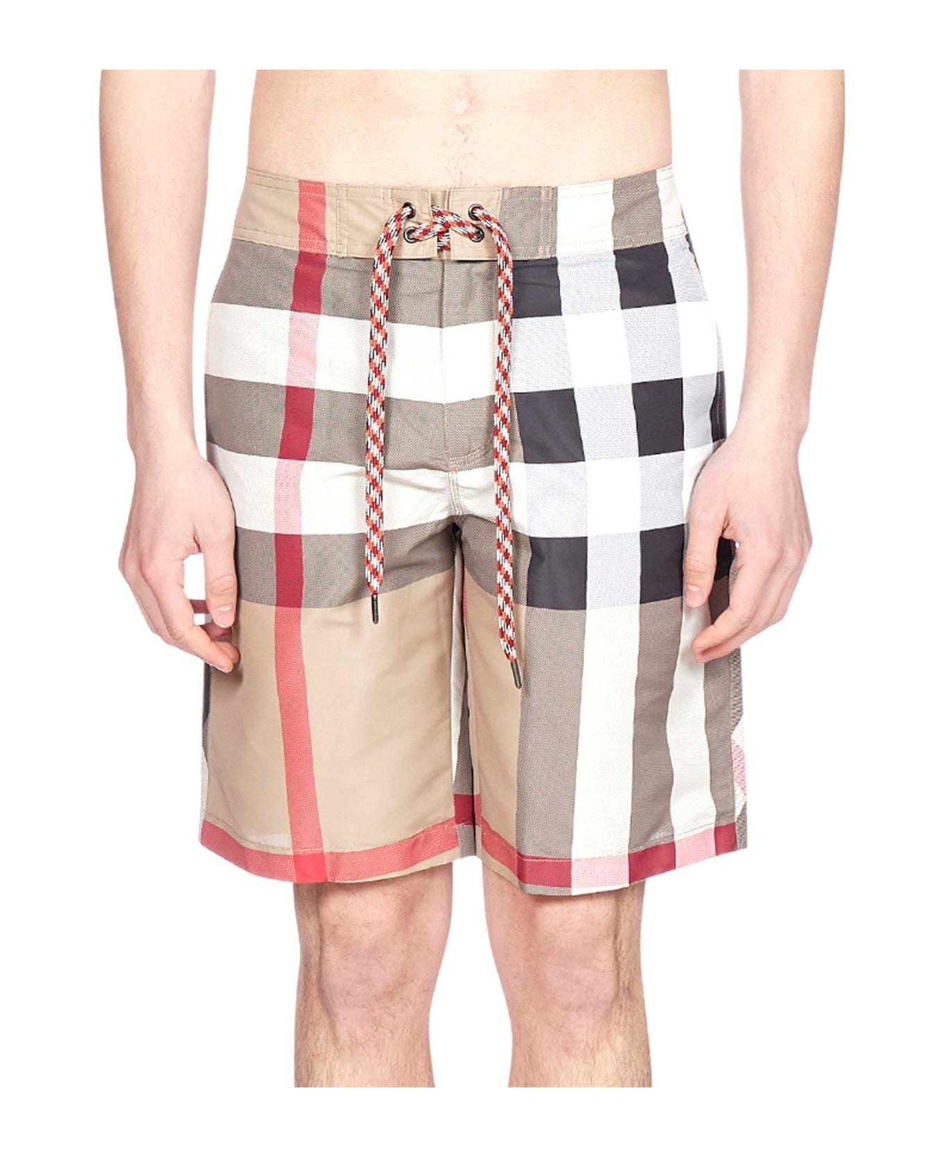 Burberry Checked Swim Shorts - Black graphic print T-shirt from featuring a graphic print