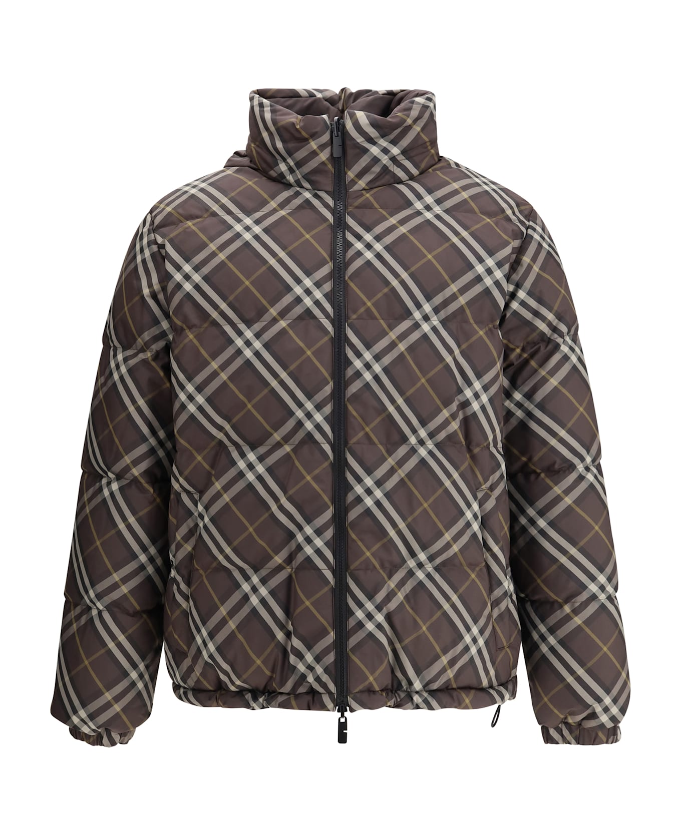 Burberry Reversible Check Snowdon Puffer Jacket - BROWN/GREY