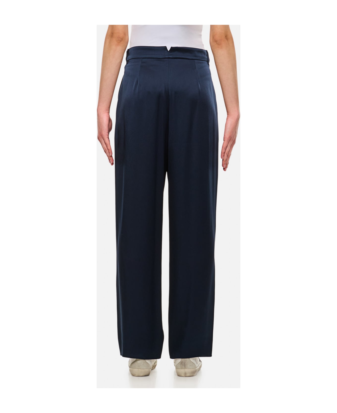 'S Max Mara Amleto Satin Straight Pants - Midnightblue