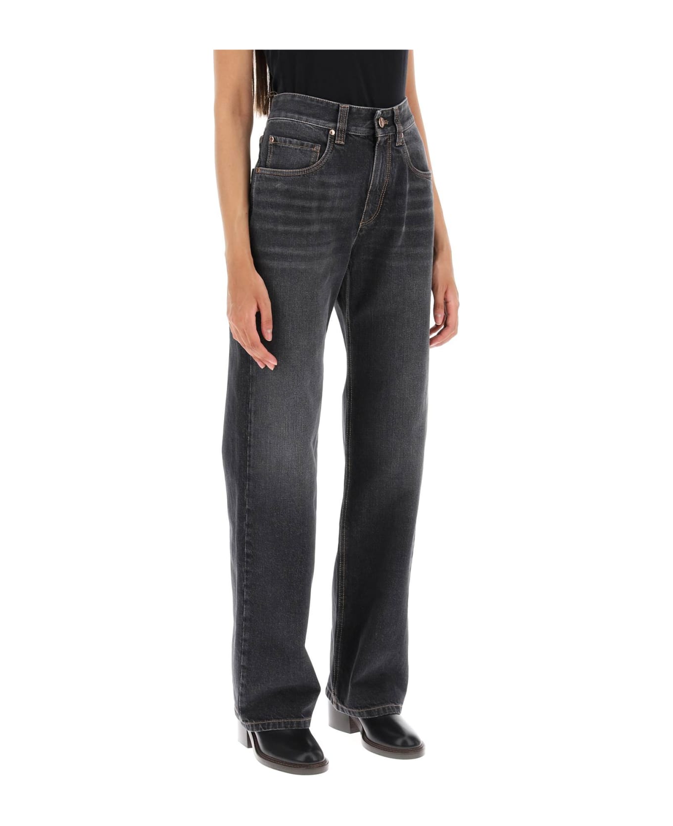 Brunello Cucinelli Straight Cut Jeans - BLACK STONE DENIM (Grey)