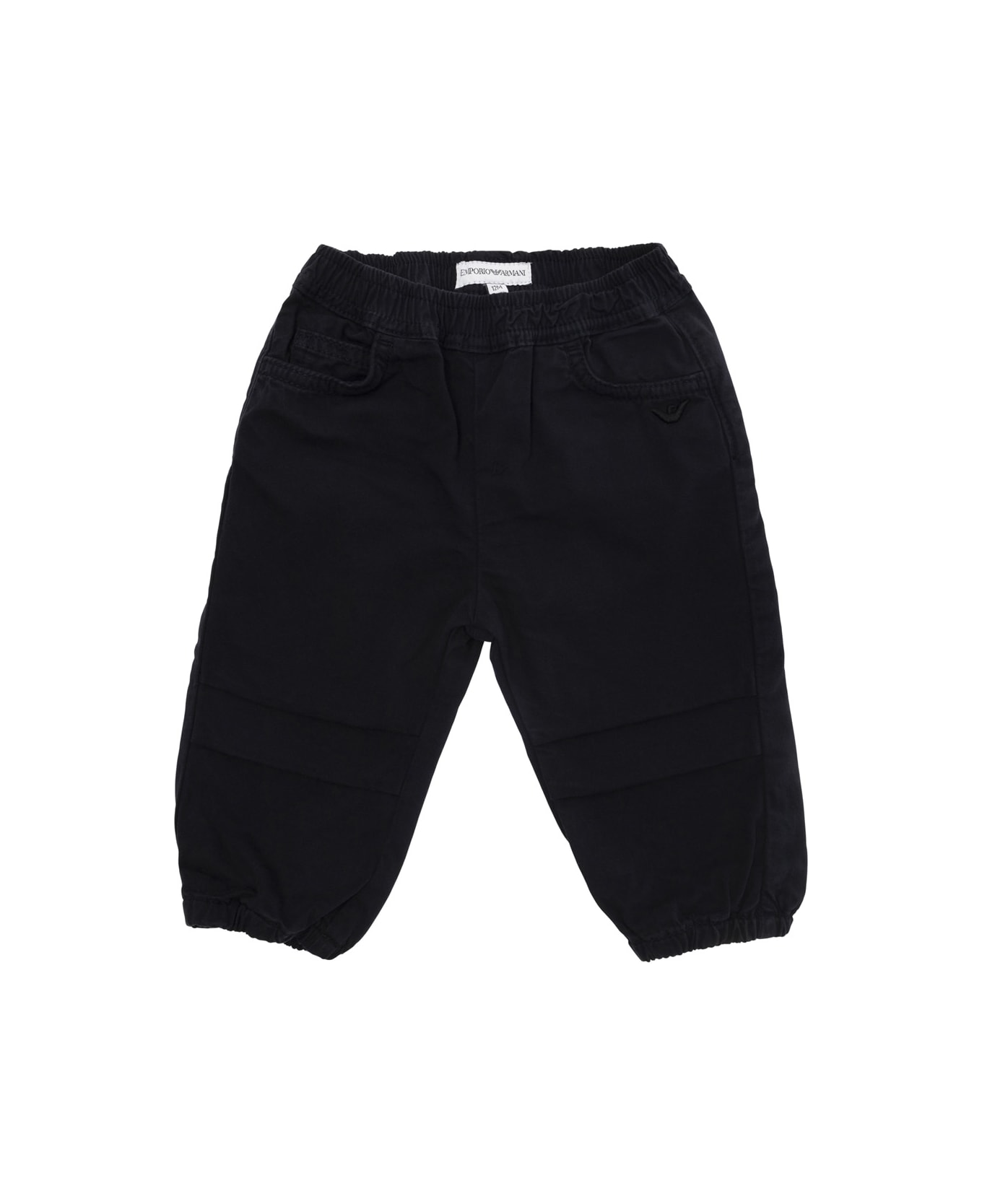 Emporio Armani Black Five-pocket Pants With Logo Embroidery In Cotton Baby - Blu