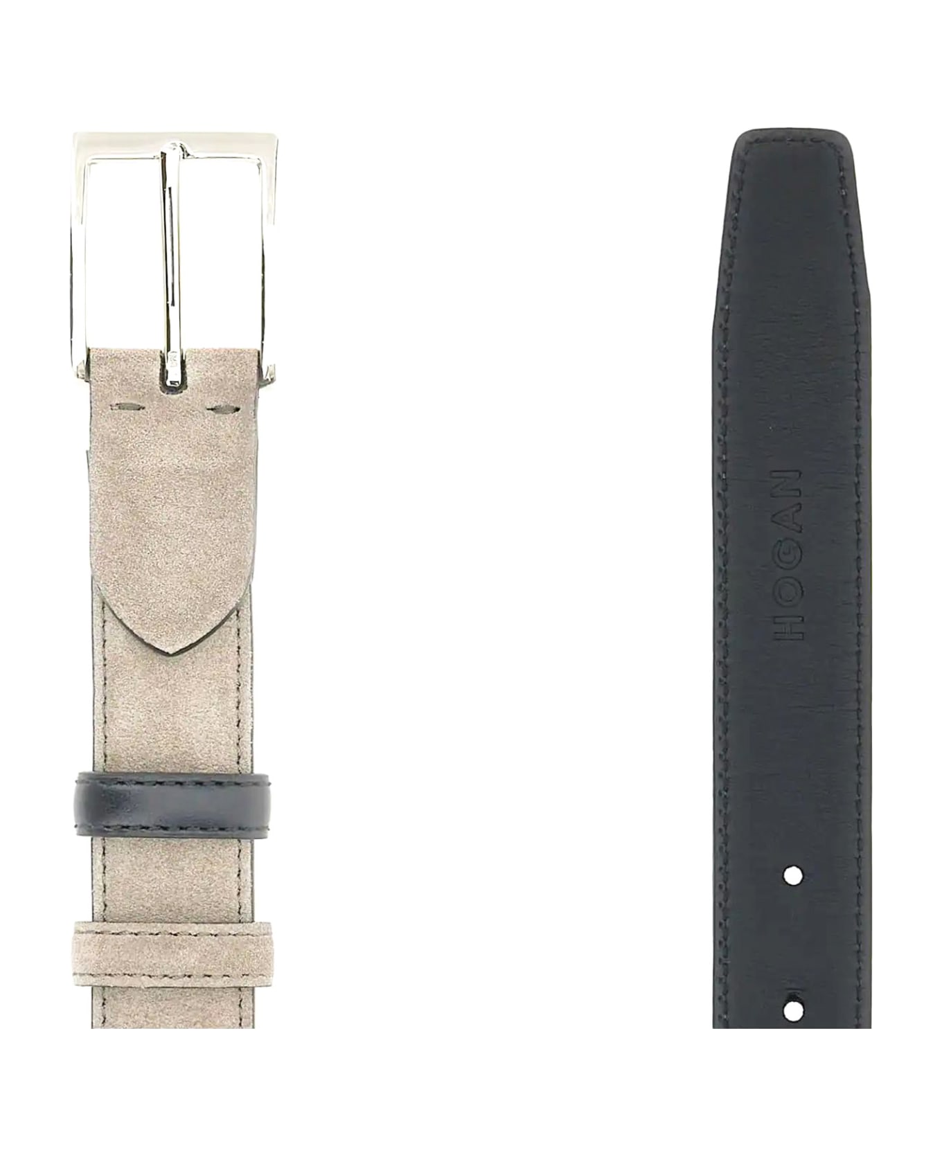 Hogan Leather Belt With Embossed Logo - Grey