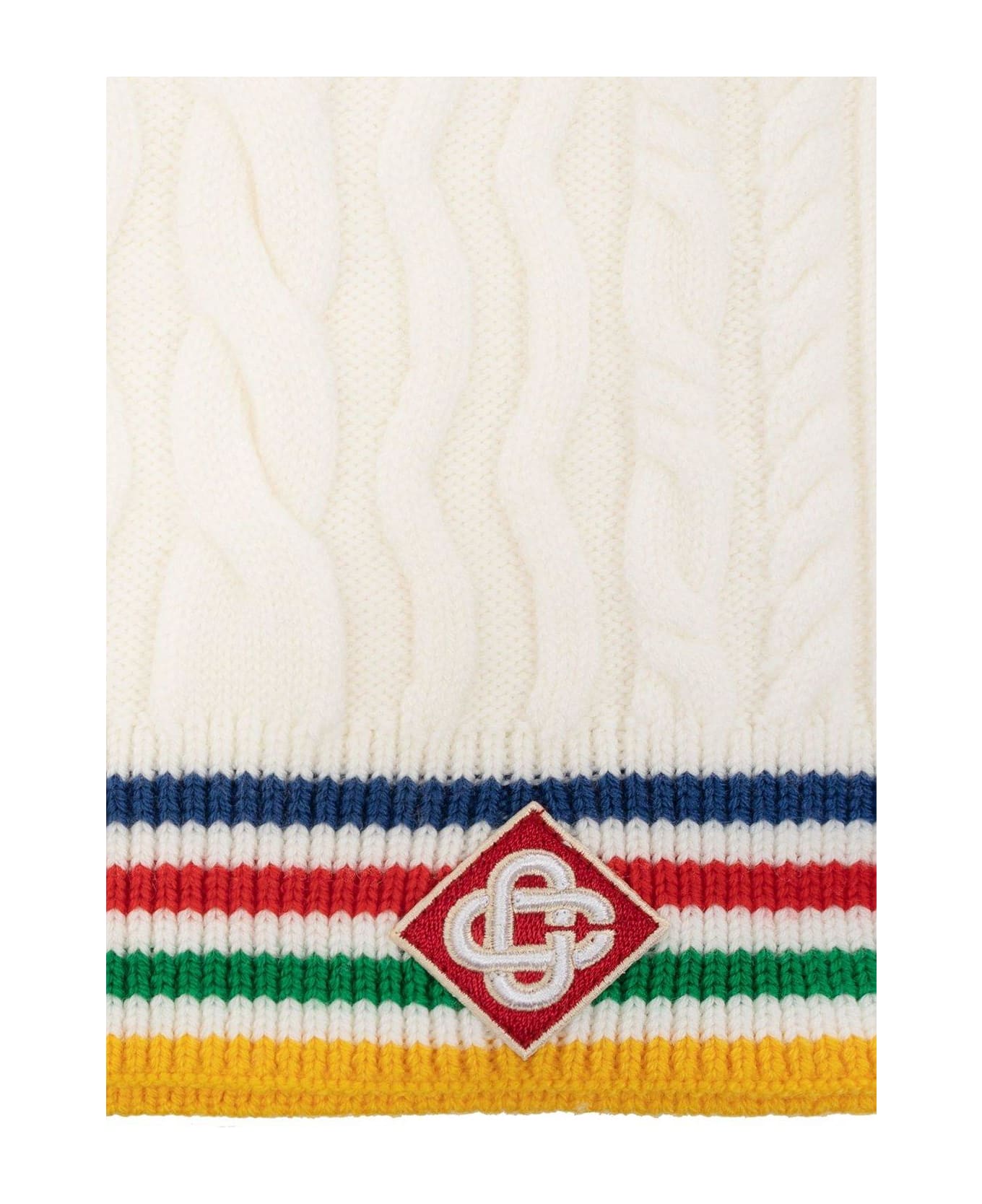 Casablanca Logo Patch Knitted Scarf