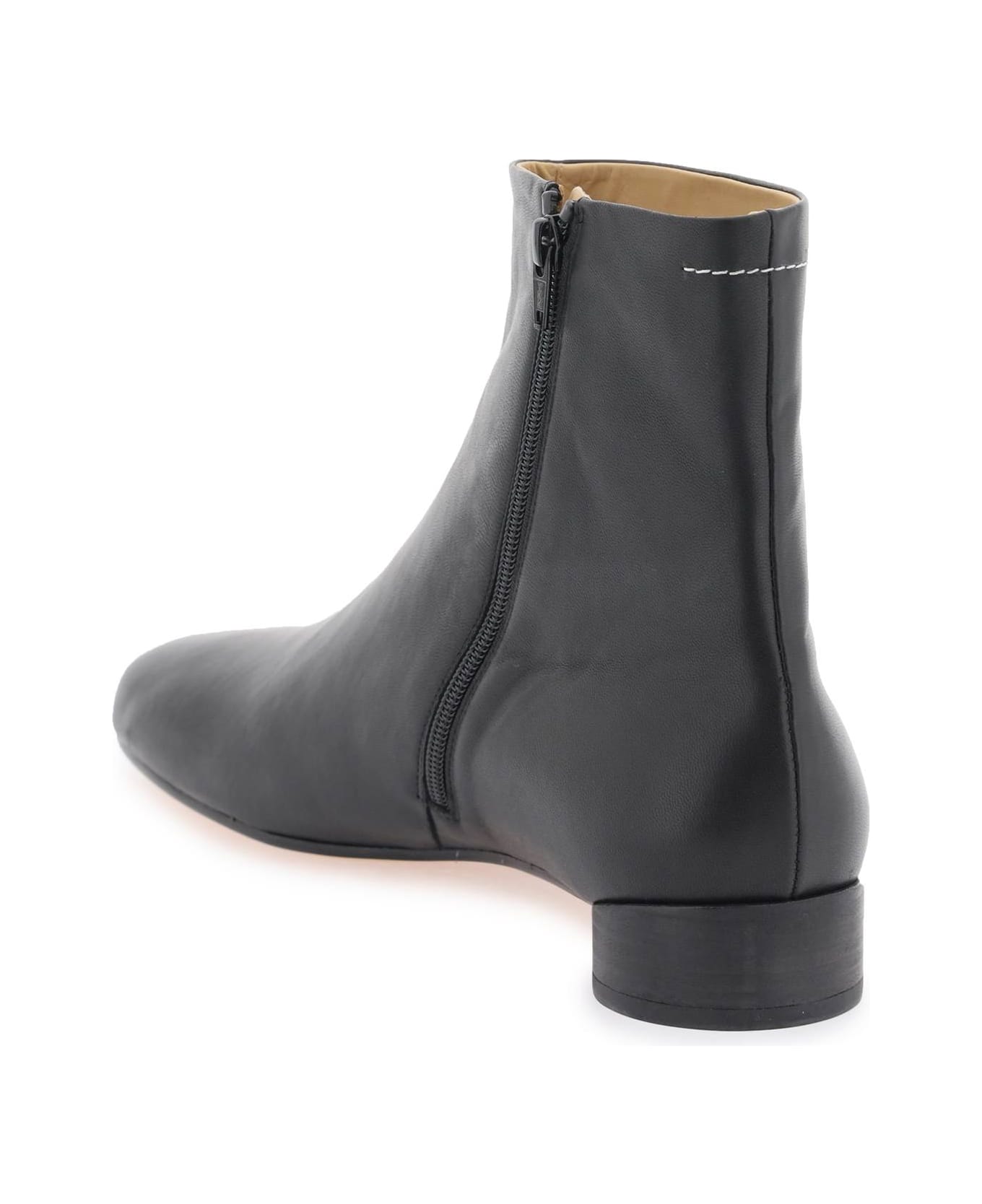 MM6 Maison Margiela Leather Ankle Boots - Black