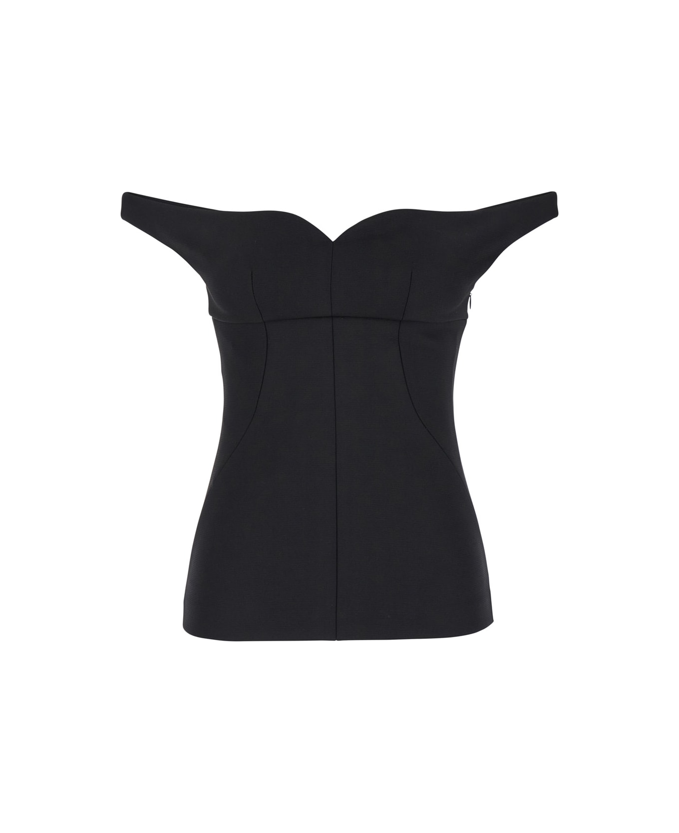 Philosophy di Lorenzo Serafini Black Off Shoulder Top With Sweetheart Neck In Stretch Fabric Woman - Black