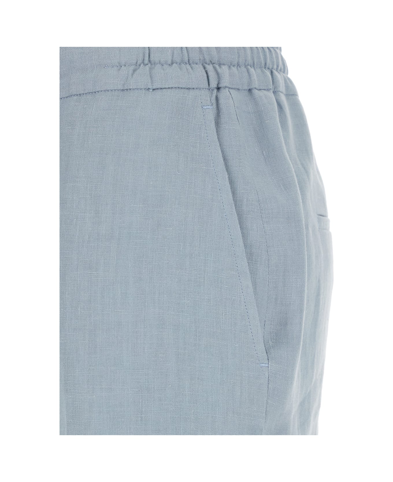 Eleventy Light Blue Drawstring Waist Pants In Linen Woman - Light blue