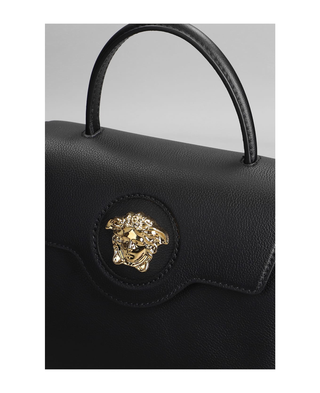 Versace La Medusa Shoulder Bag In Black Leather - black