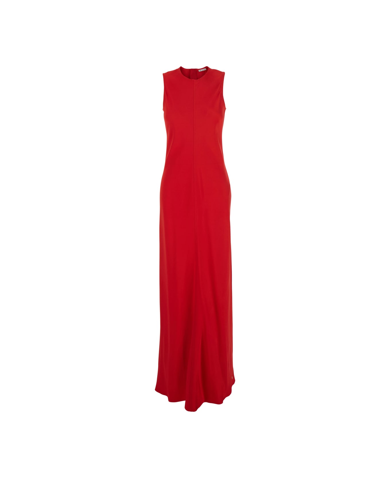 Ami Alexandre Mattiussi Red Long Sleeveless Dress With Round Neck In Viscose Blend Woman - Red