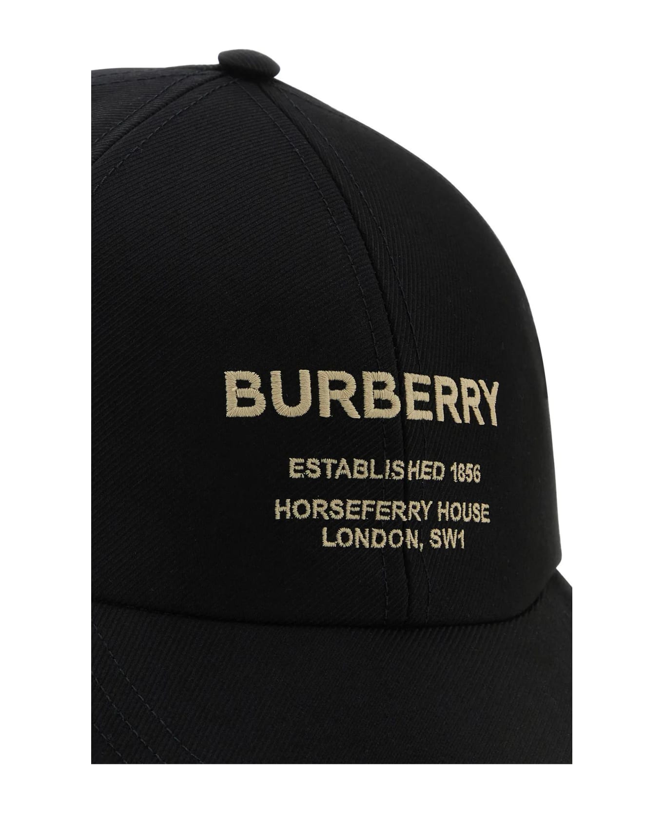 Burberry Black Cotton Baseball Cap - Black