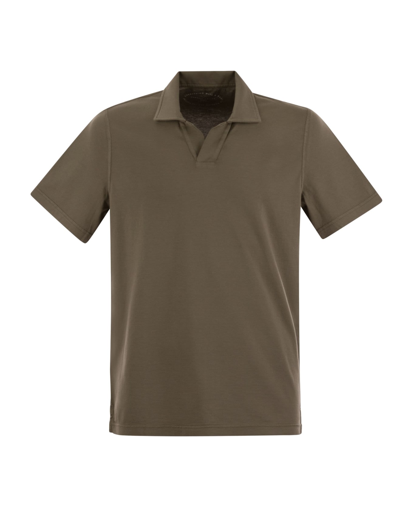Fedeli Cotton Polo Shirt With Open Collar - Brown ポロシャツ