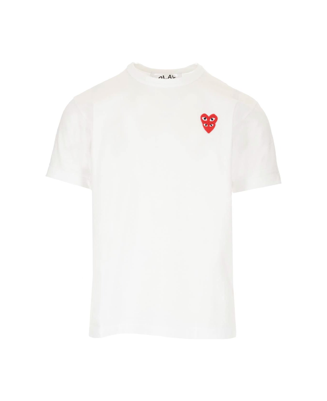 Comme des Garçons Play T-shirt Double Red Hearts - White