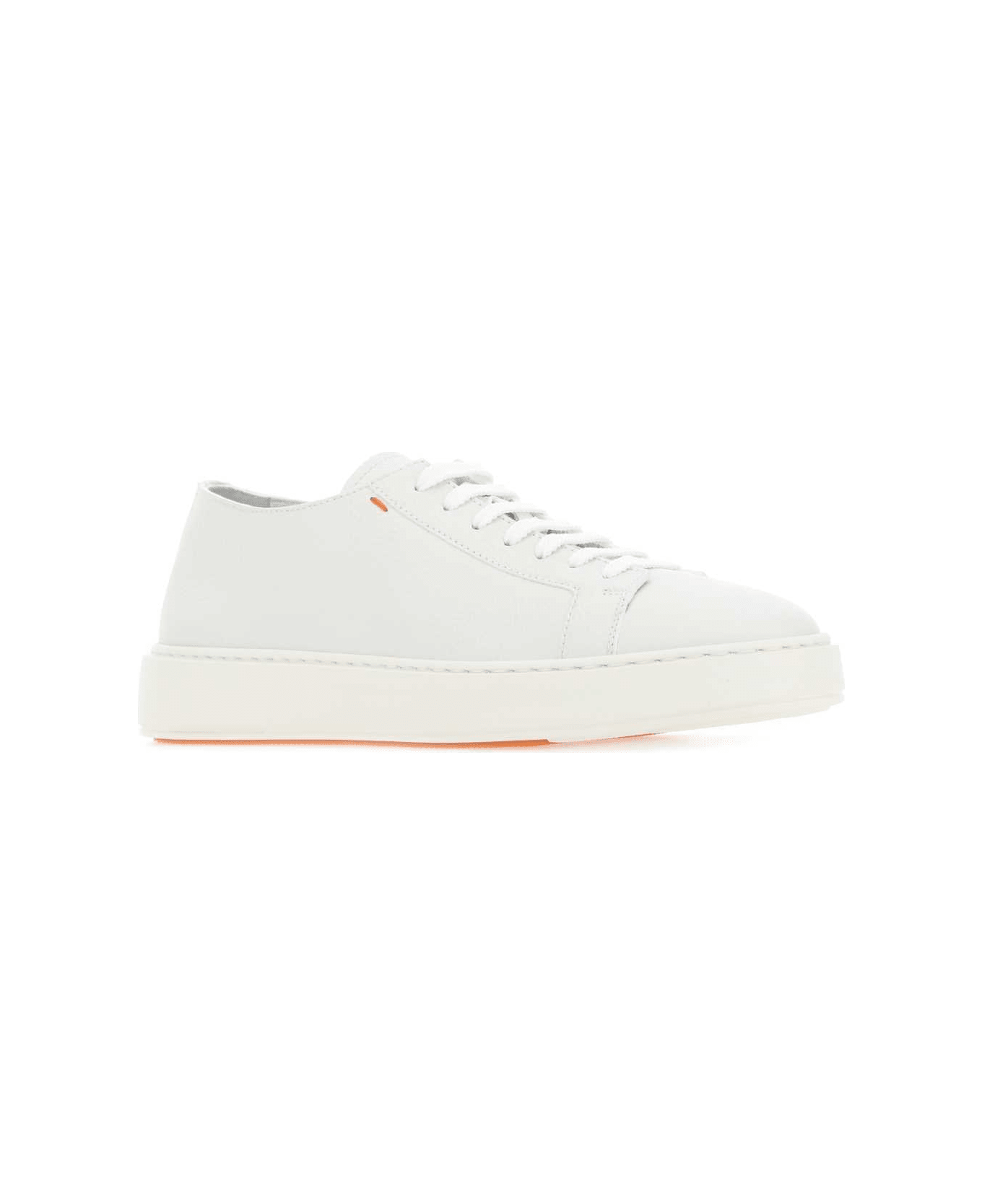 Santoni White Leather Sneakers - WHITE