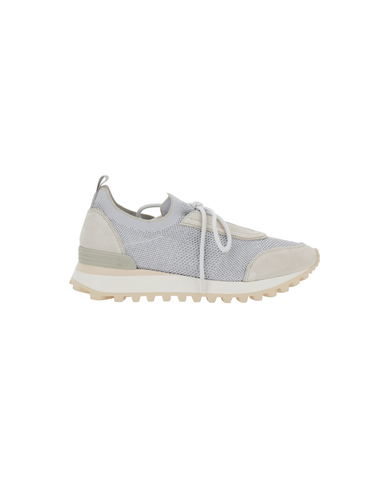 Eleventy Grey Sneakers With Knitted Upper And Chunky Sole In Fabric And Suede Man - Grey