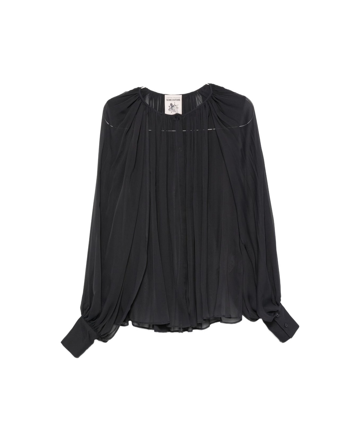 SEMICOUTURE Silk Blend Blouse - Grey