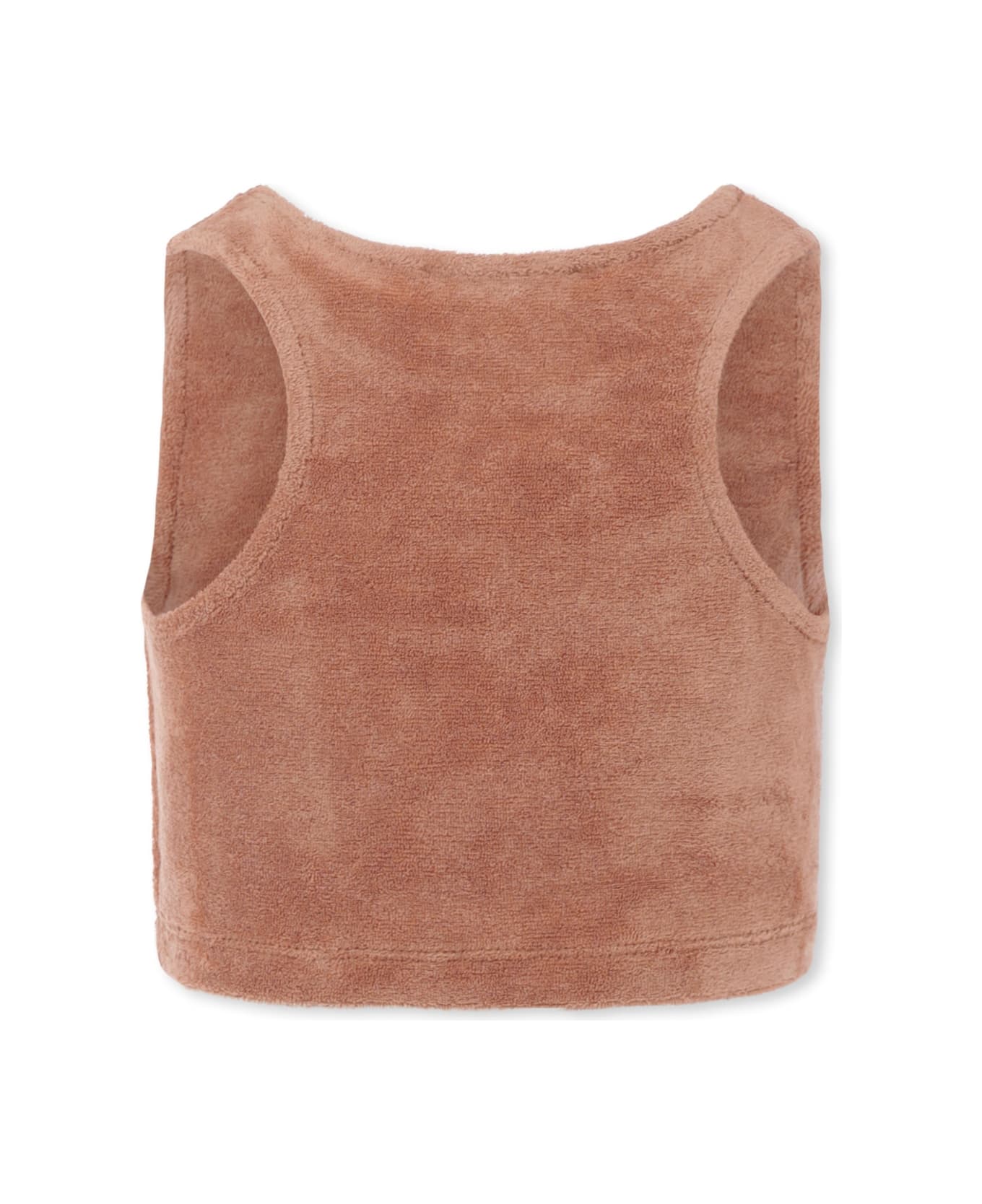 MSGM Brown Top For Girl With Logo - Brown