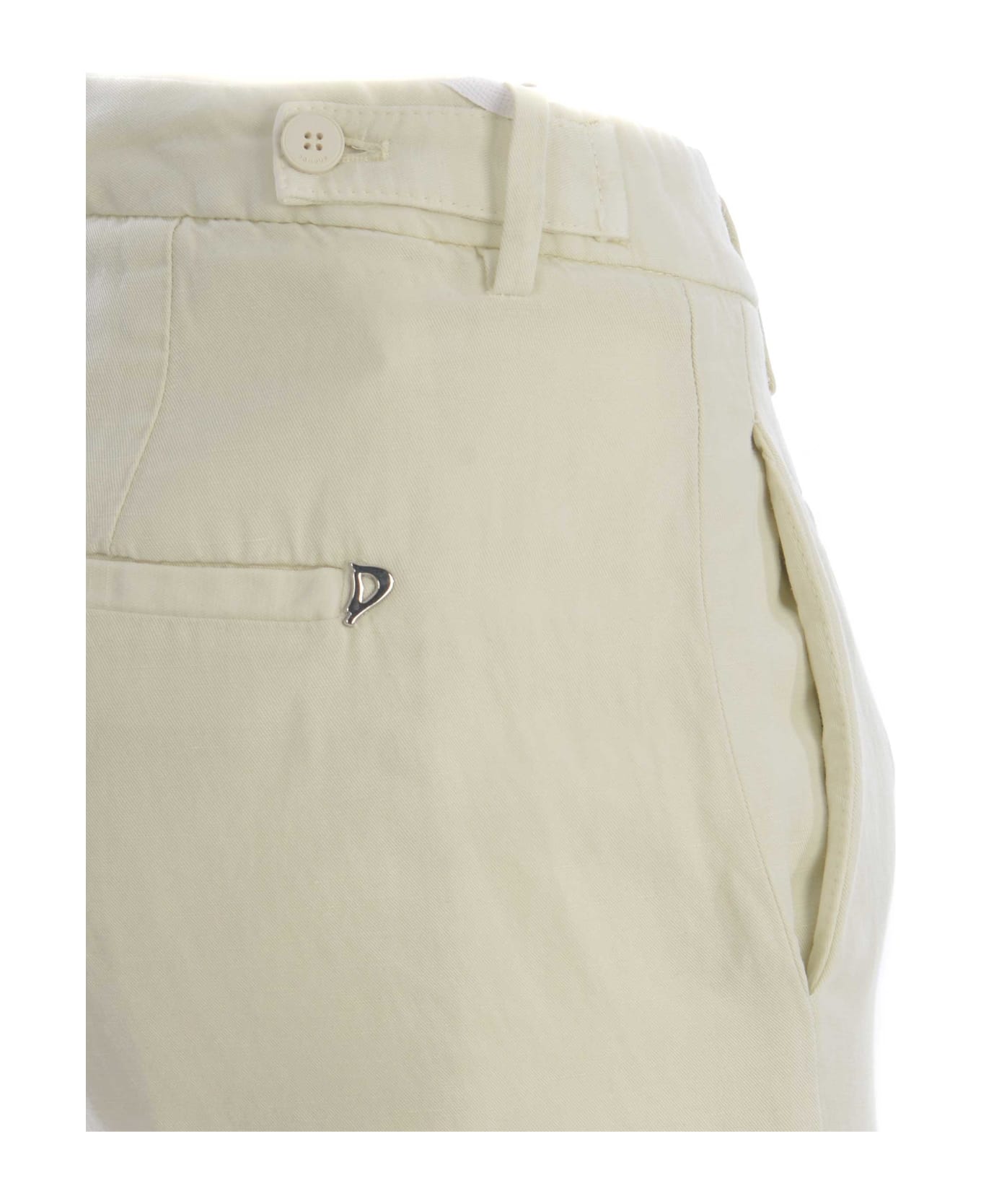 Dondup Trousers Dondup "ariel 27inches" Made Of Linen Blend - Crema
