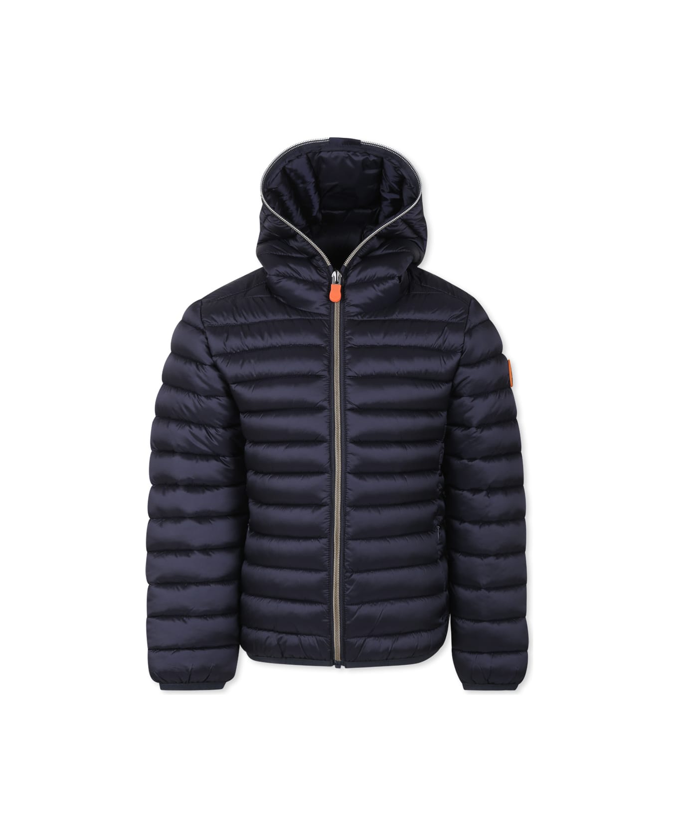 Save the Duck Blue Down Jacket For Girl With Logo - Blue