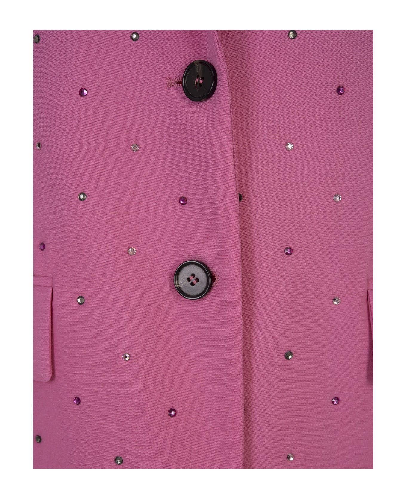 MSGM 'wool Suiting' Jacket In Pink Virgin Wool With Jewelled Applications - Pink