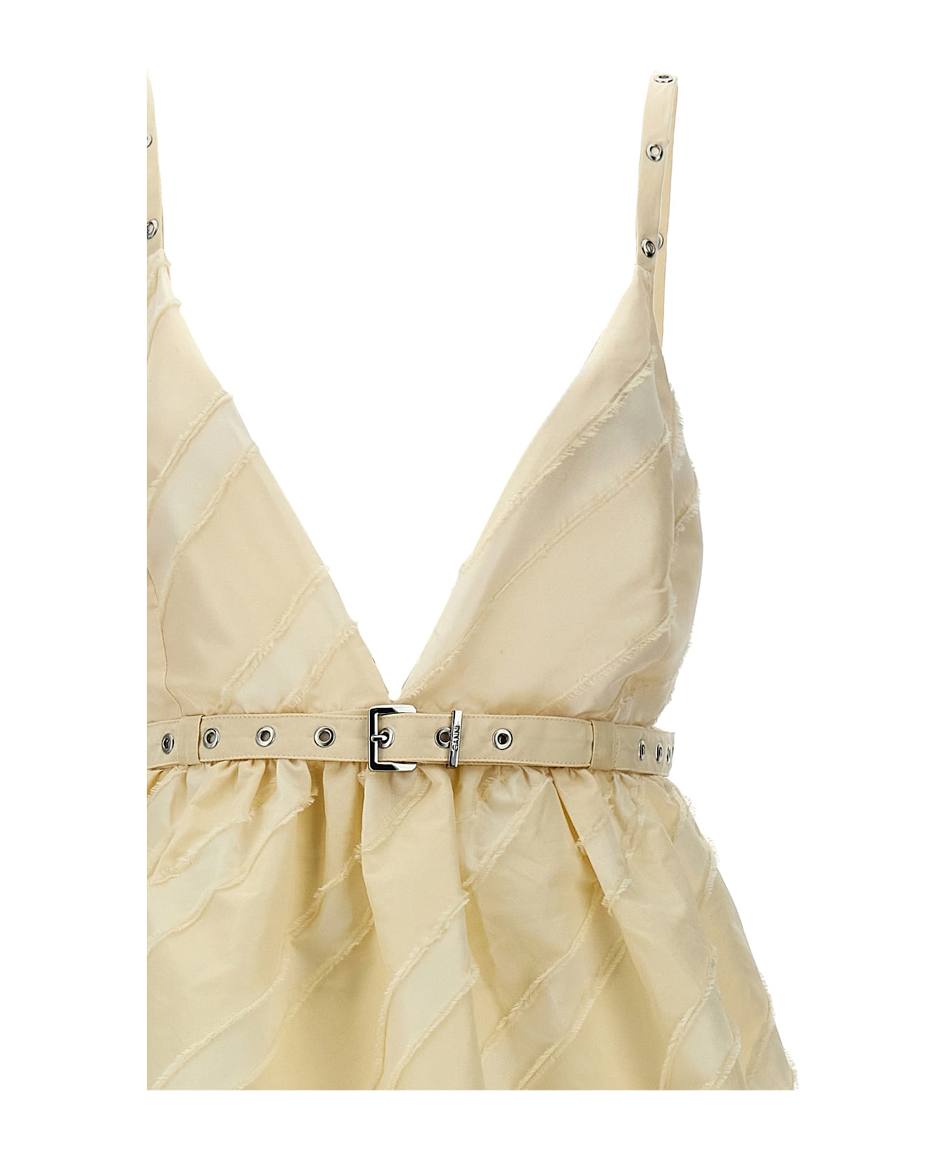 Ganni 
off-white Stripe Strap
 Dress - Beige