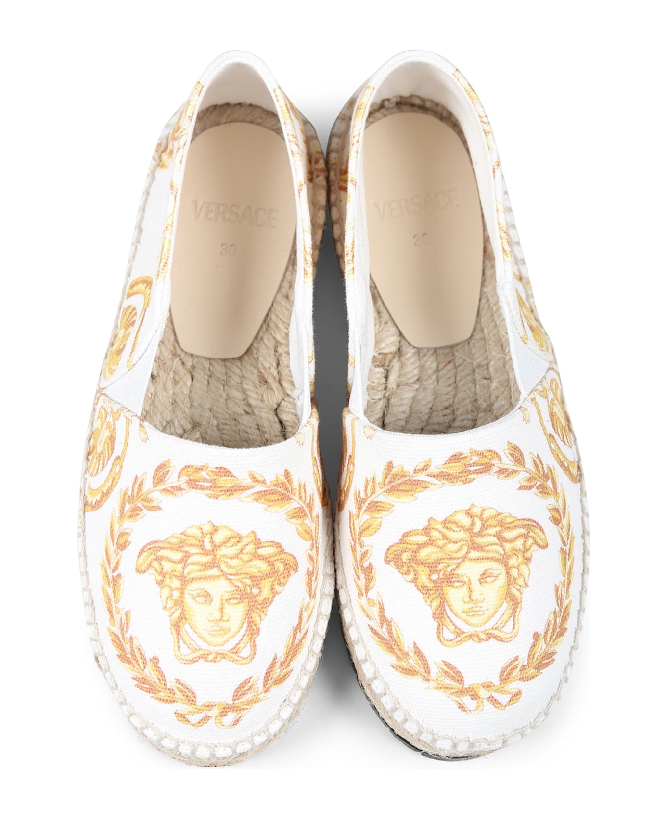 Versace White Espadrilles For Girl With Medusa - White