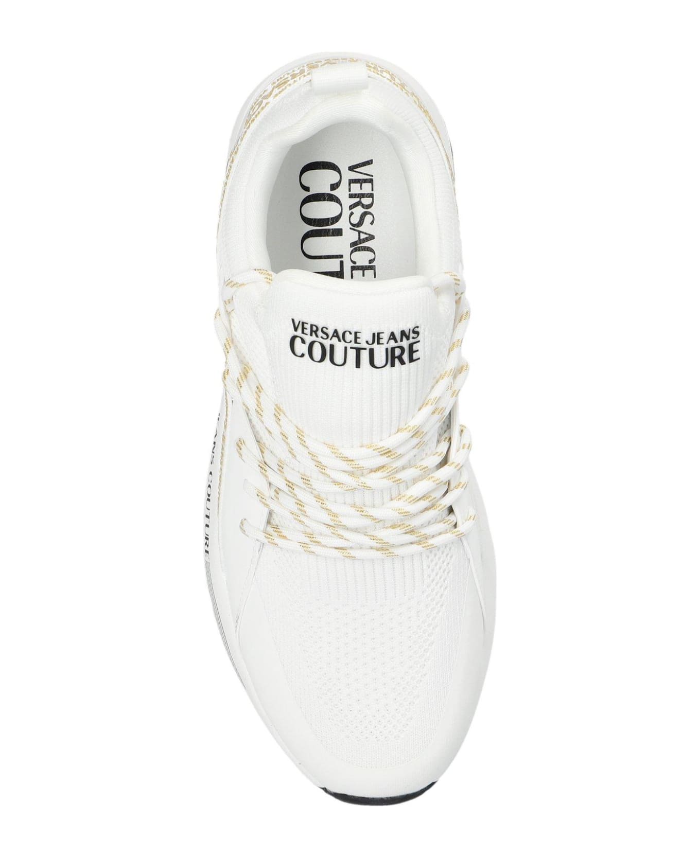 Versace Dynamic Logo-strap Round-toe Sneakers - White