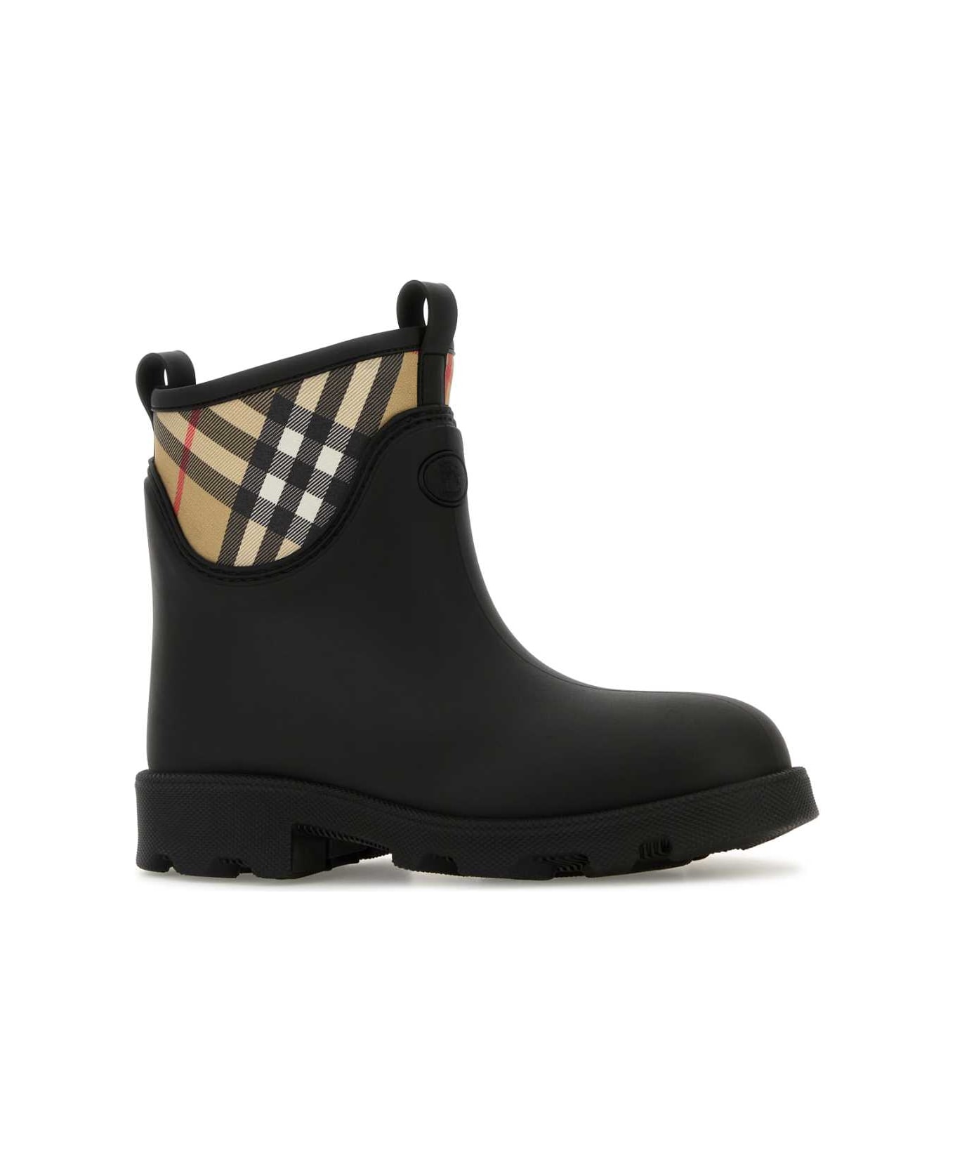 Burberry Black Rubber Marsh Stamp Ankle Boots - BLACK