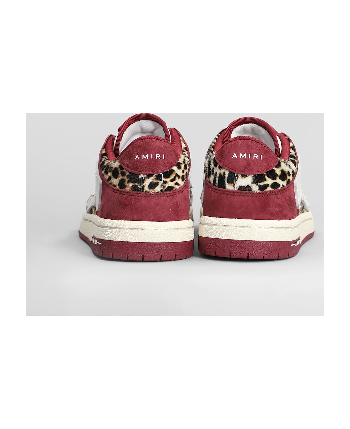 AMIRI Leopard Skel Top Low Sneakers In Bordeaux Leather - bordeaux