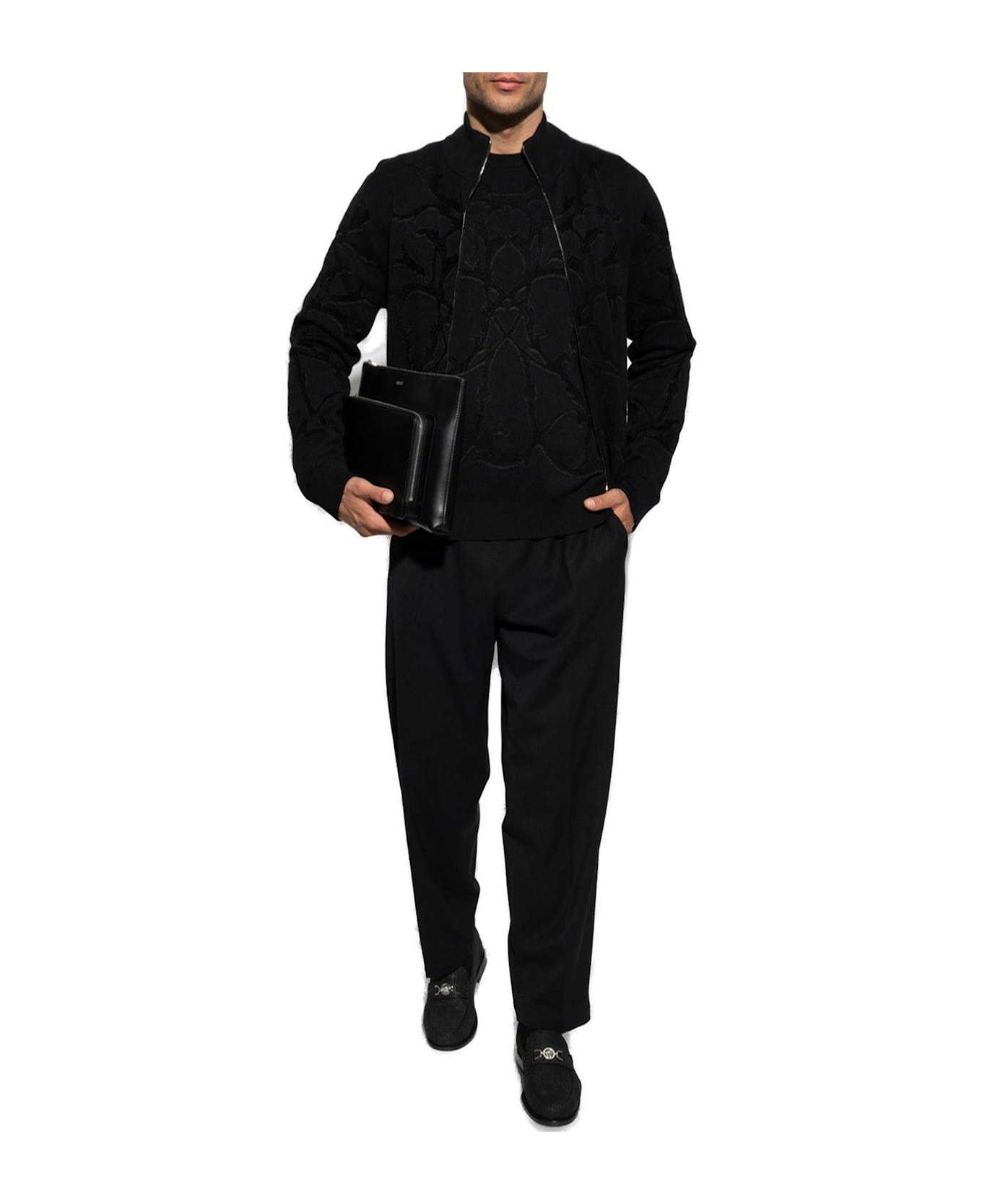 Versace Long-sleeved Crewneck Jumper - Black