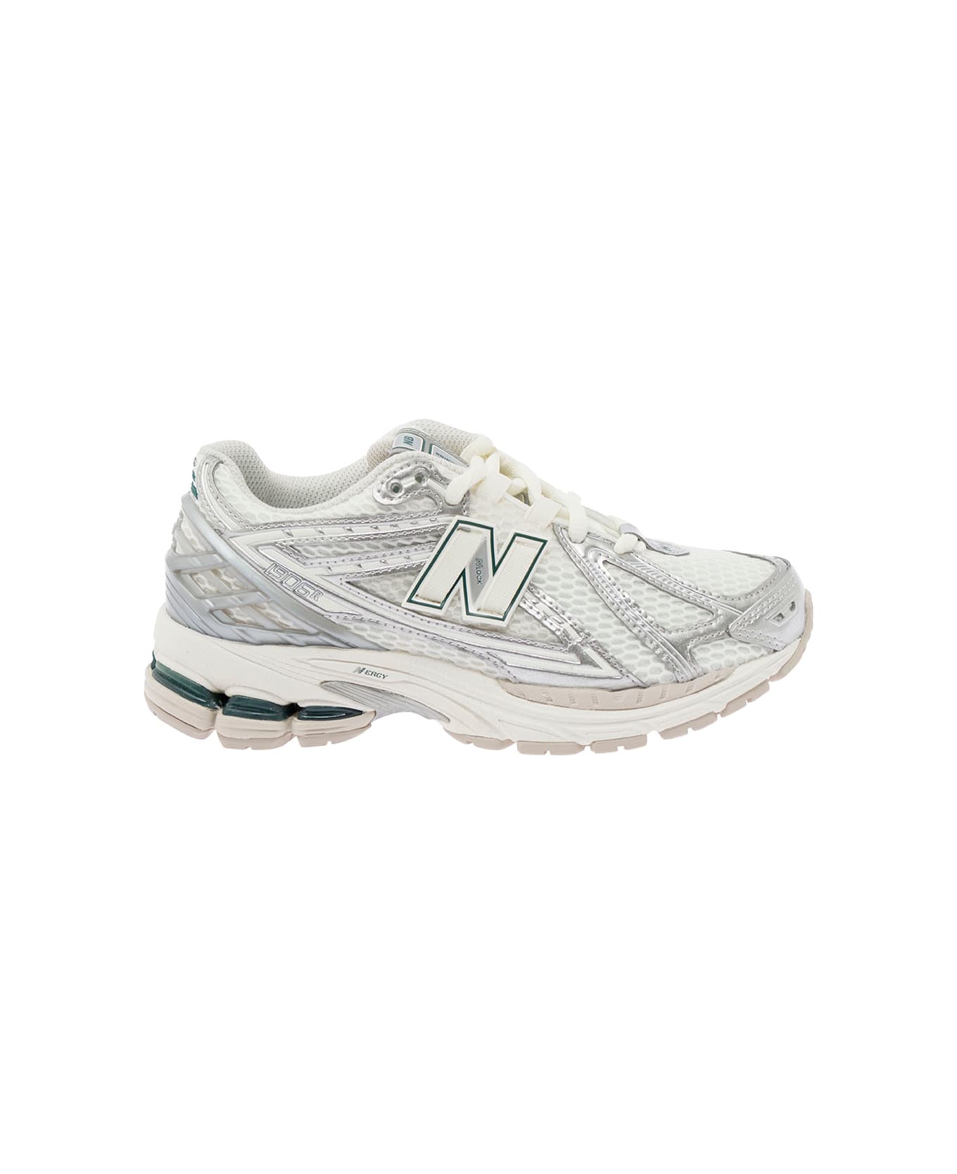 New Balance '1906' Grey And White Low Top Sneakers With Logo Detail In Mix Of Tech Materials Woman - Silver
