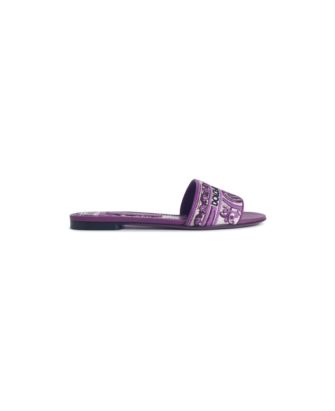 Dolce & Gabbana Slipper With Majolica Embroidery - Purple