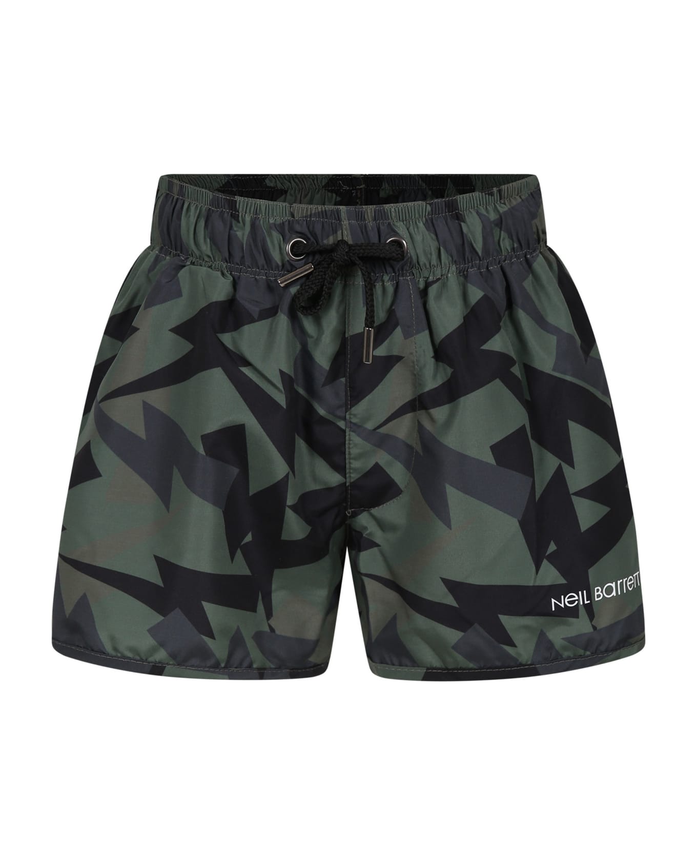 Neil Barrett Green Swim Boxer For Boy With Iconic Lightning Bolts - Multicolor