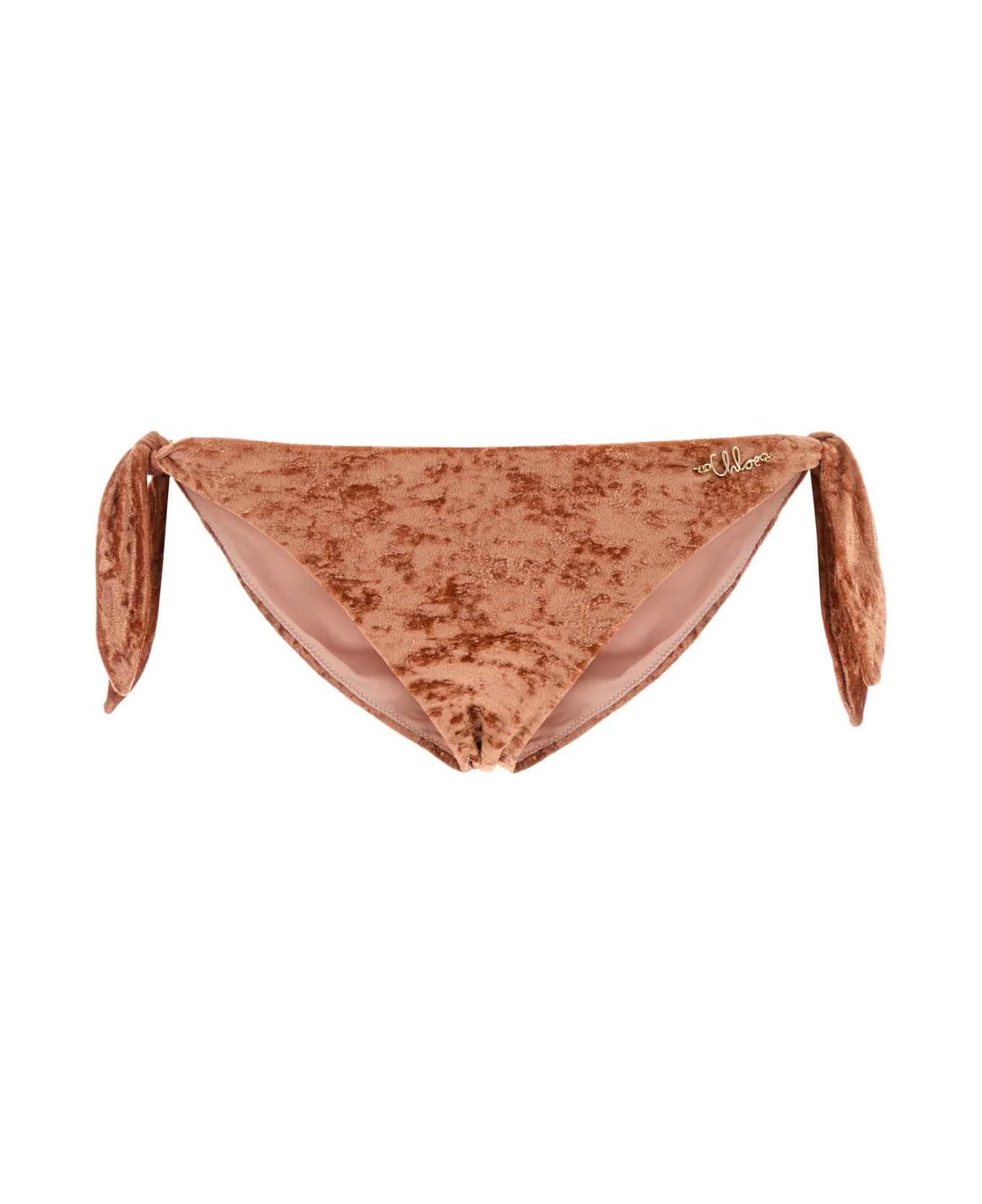 Chloé Peach Stretch Velvet Bikini Slip - WOODENORANGE