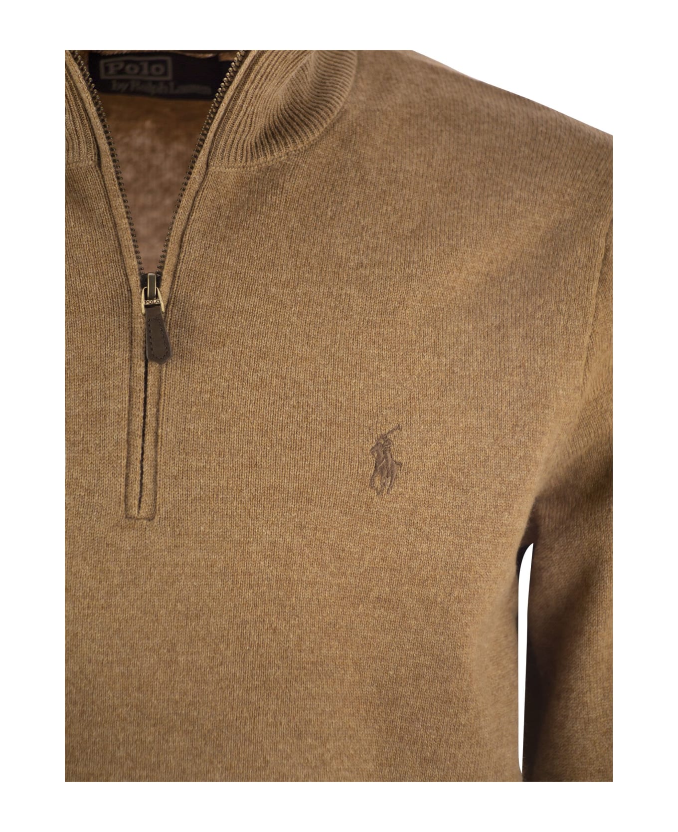 Polo Ralph Lauren Pony Embroidered Half-zipped Jumper - Brown