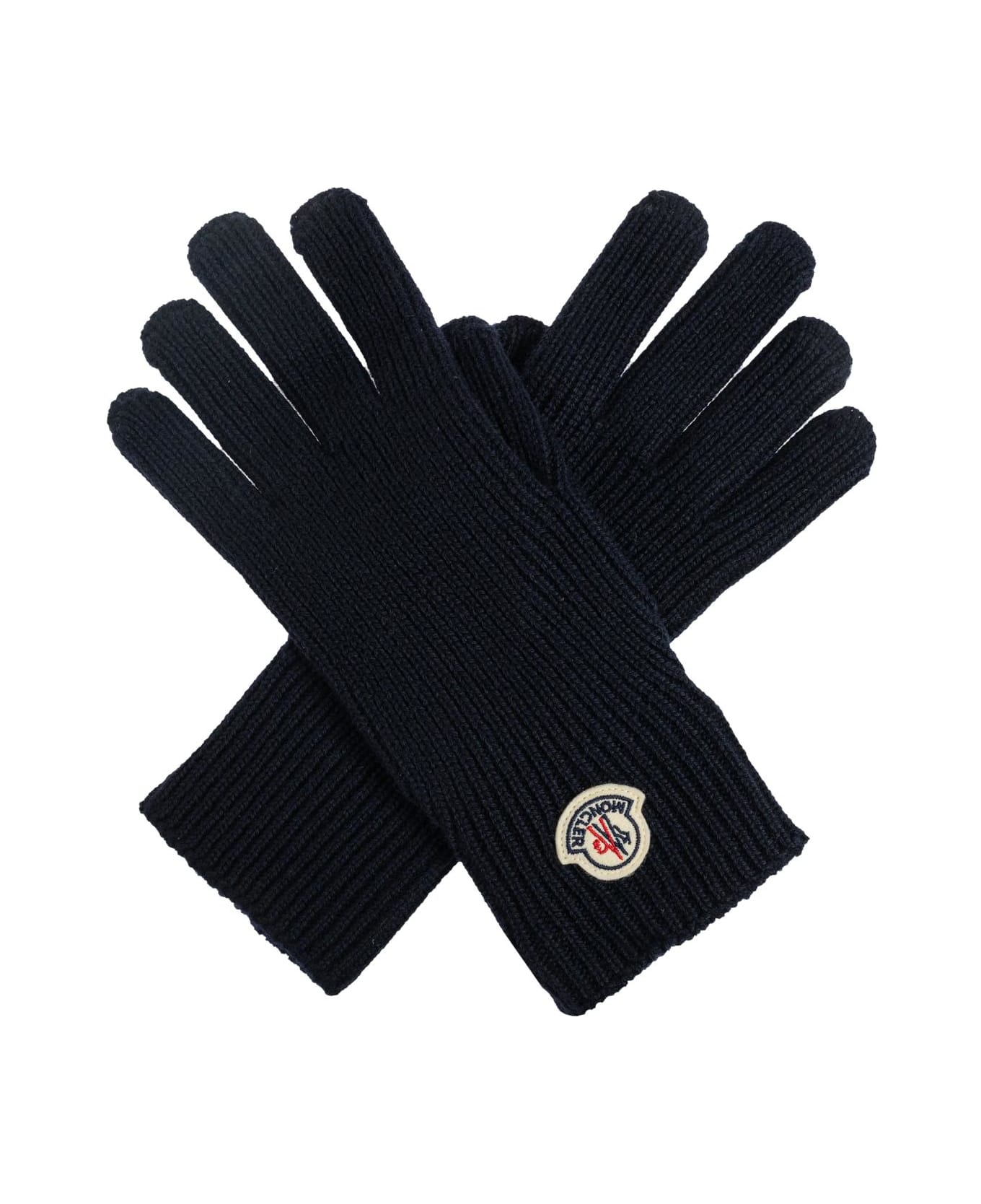 Moncler Wool Gloves With Logo Patch