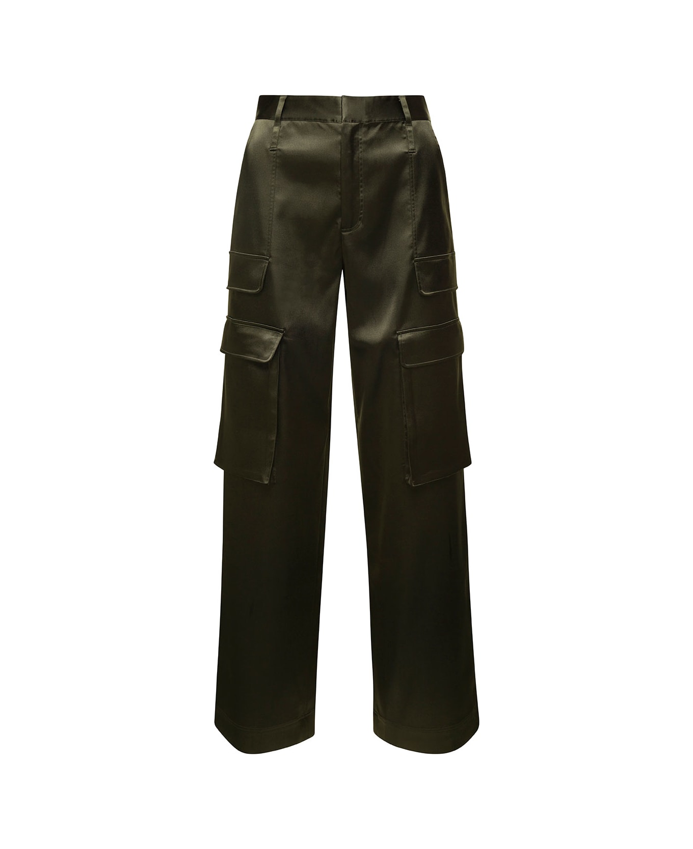 Frame Green Relaxed Straight Cargo Pants In Polyester Woman - Green