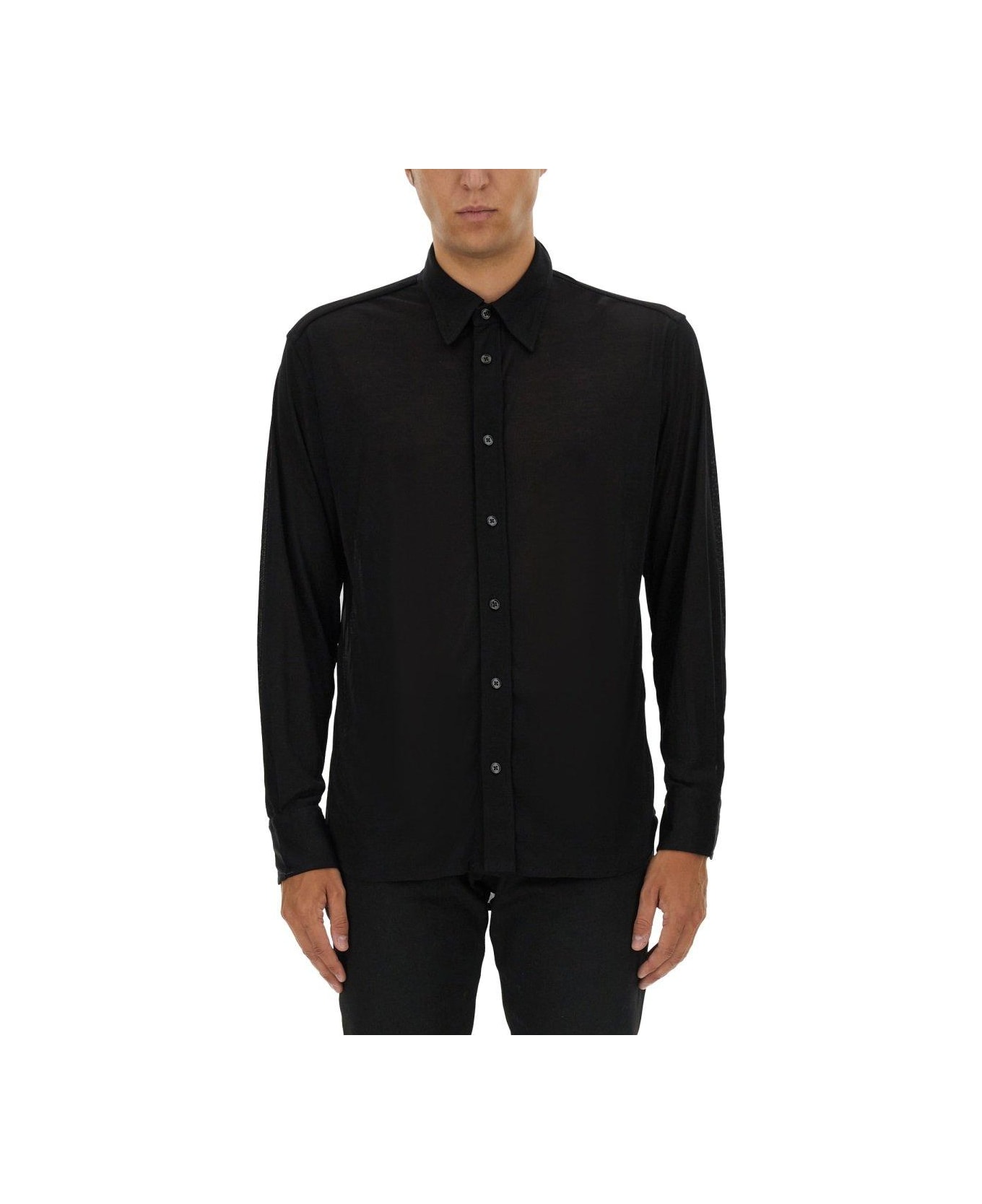 Tom Ford Long-sleeved Straight Hem Shirt - BLACK