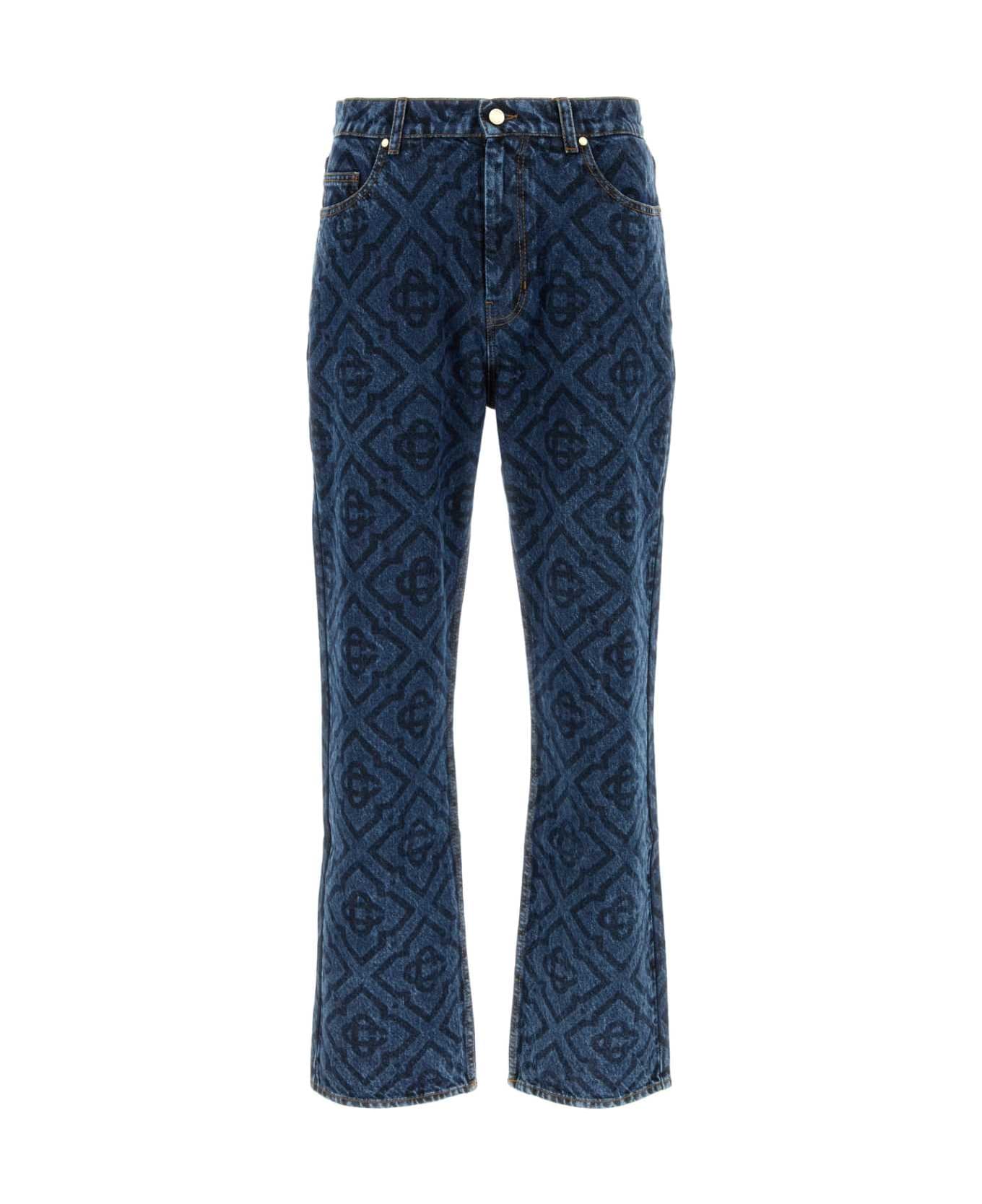 Casablanca Printed Denim Jeans - MONOGRAMDARKVINTAGEWASH