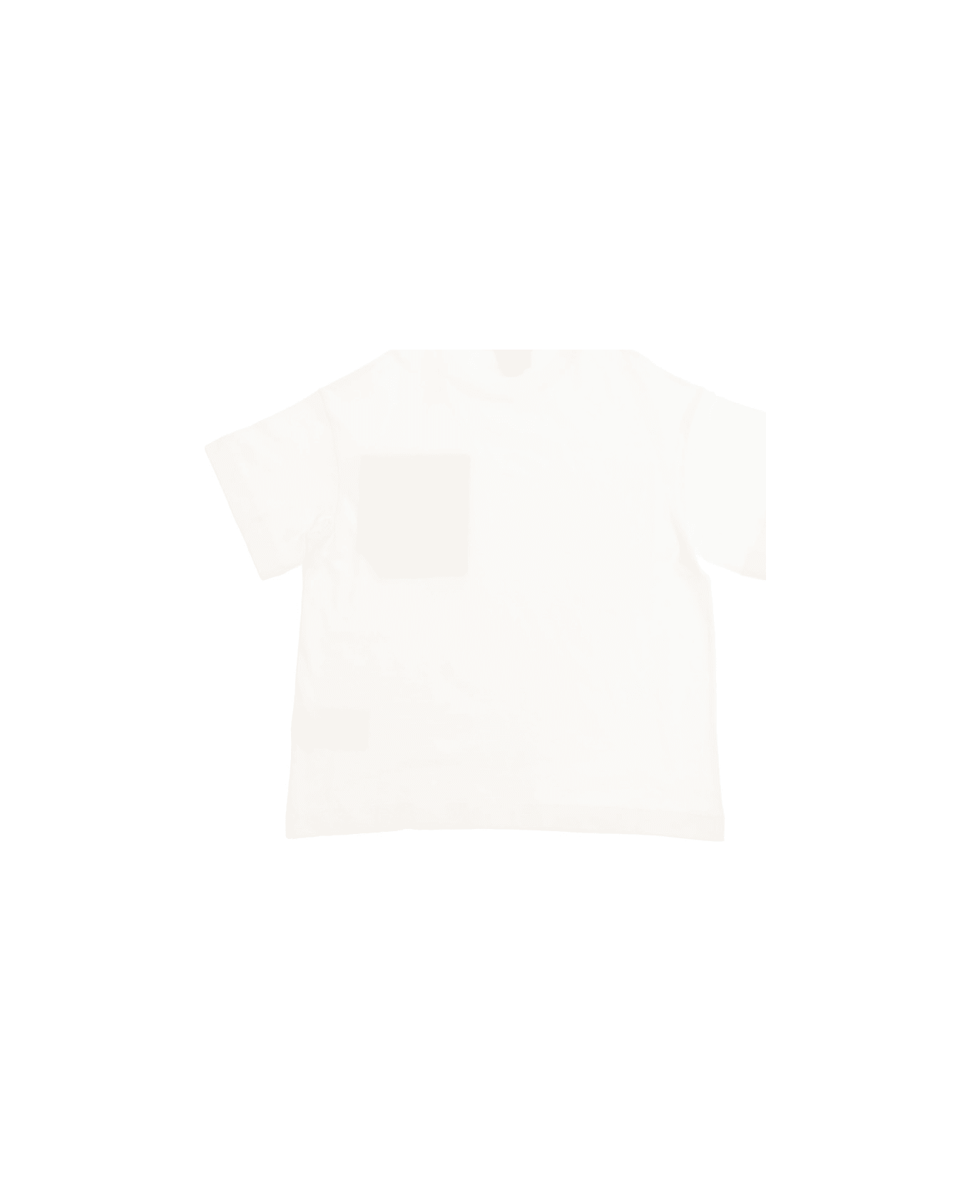 Fendi White Crewneck T-shirt With Ff Patch Pocket In Cotton Boy - White