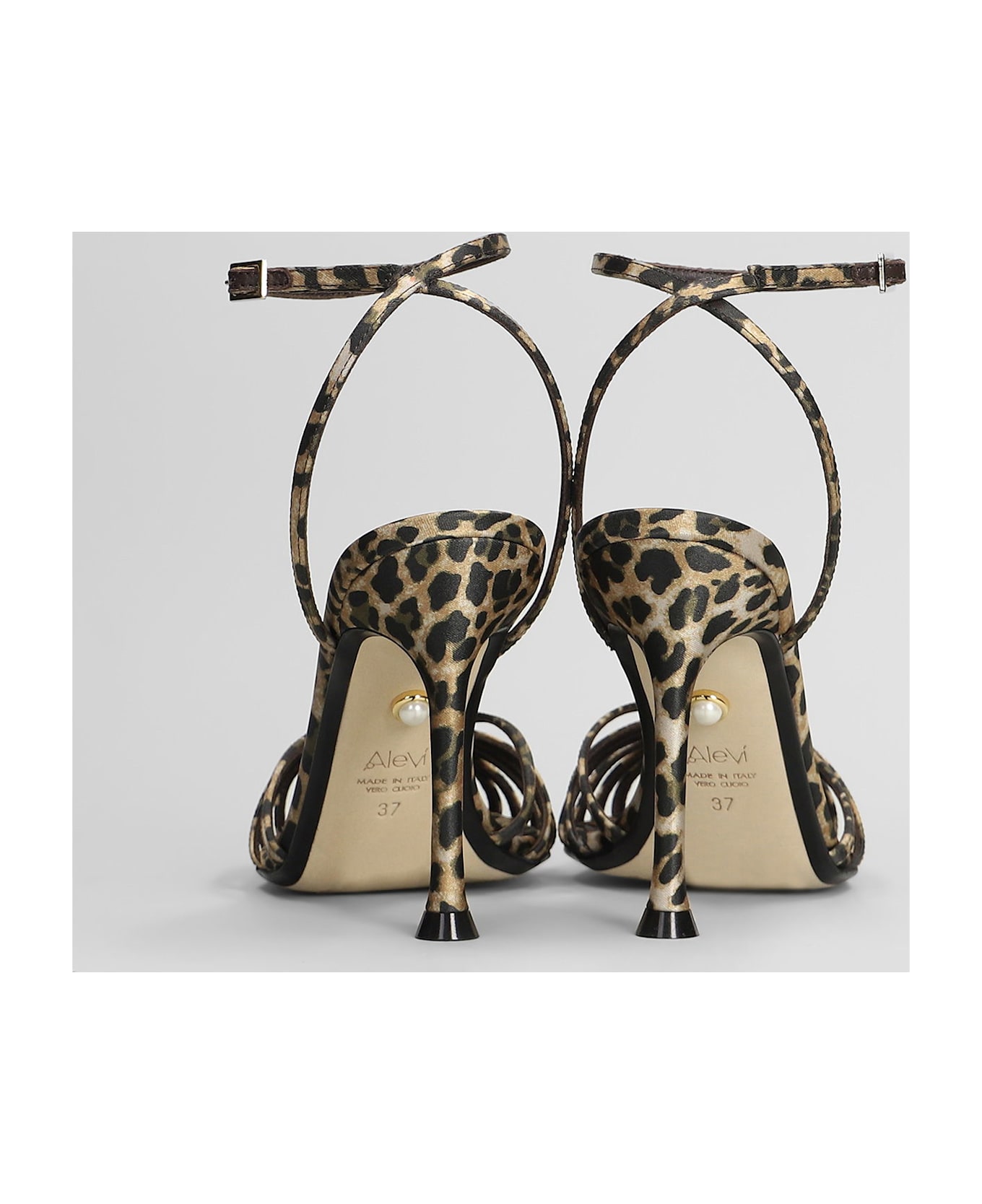 Alevì Ally 95 Sandals In Animalier Satin - Animalier