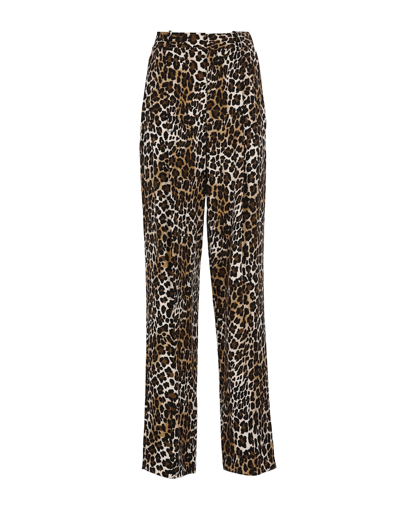 Elisabetta Franchi Double-dart Animalier Crêpe Straight Trousers - Brown