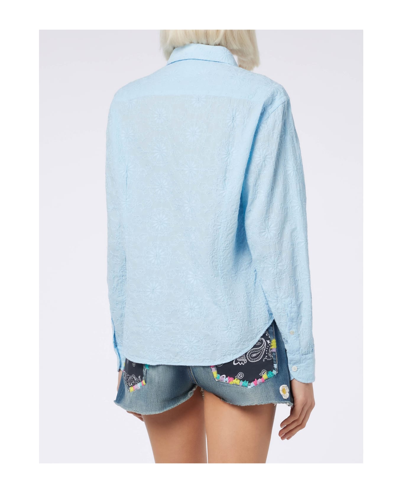 MC2 Saint Barth Woman Classic Sangallo Cotton Shirt Meredith - SKY