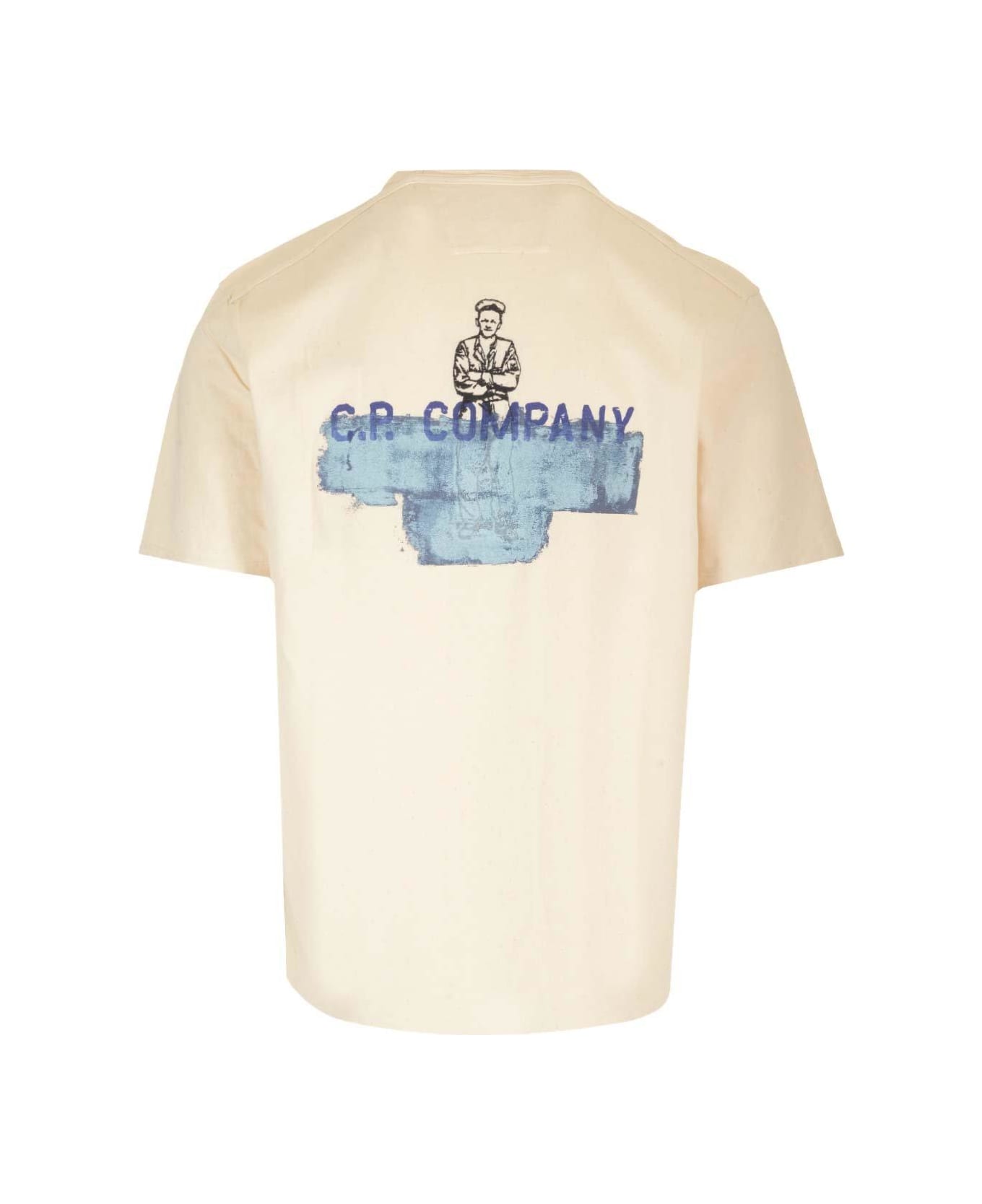 C.P. Company Logo Printed Crewneck T-shirt - Cream シャツ