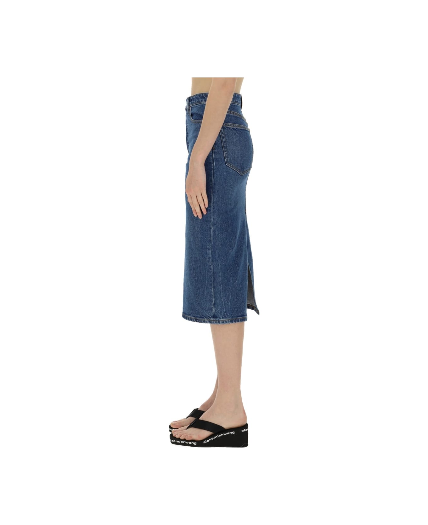 T by Alexander Wang Midi Skirt - Deep Blue