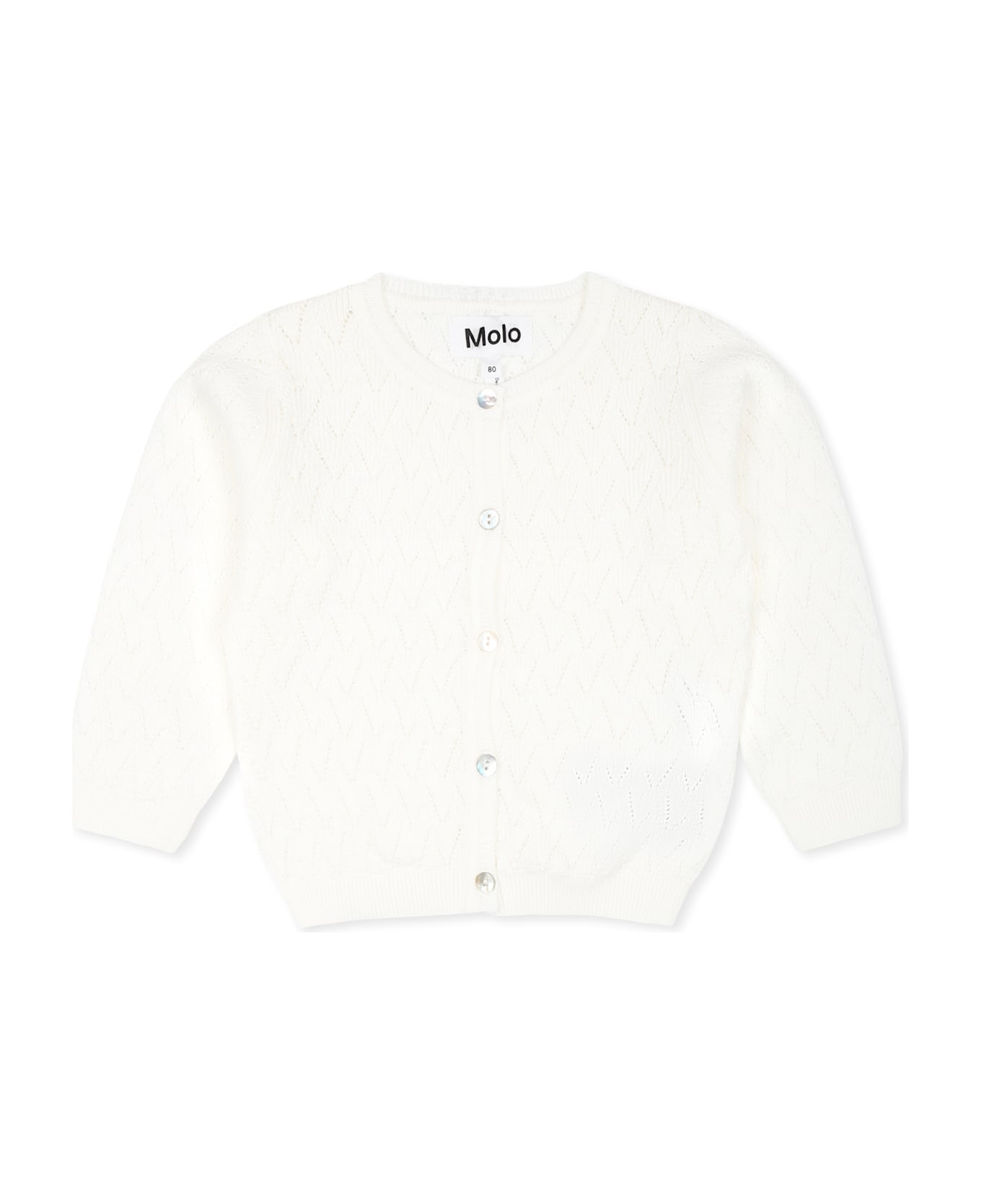 Molo White Cardigan For Baby Girl - White